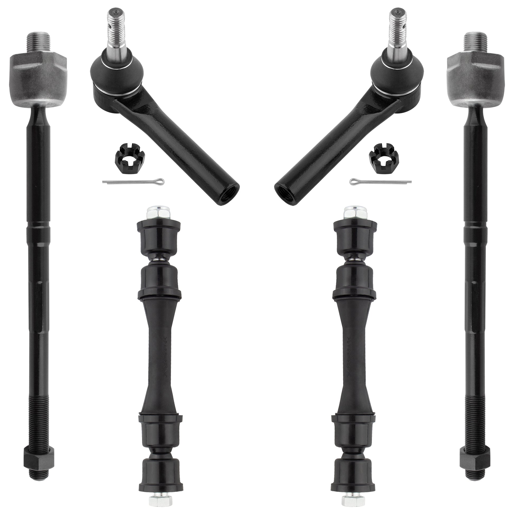 BOXI (Set of 6) Front Inner Outer Tie Rods + Sway Bar Links Fit for Cadillac Escalade ESV