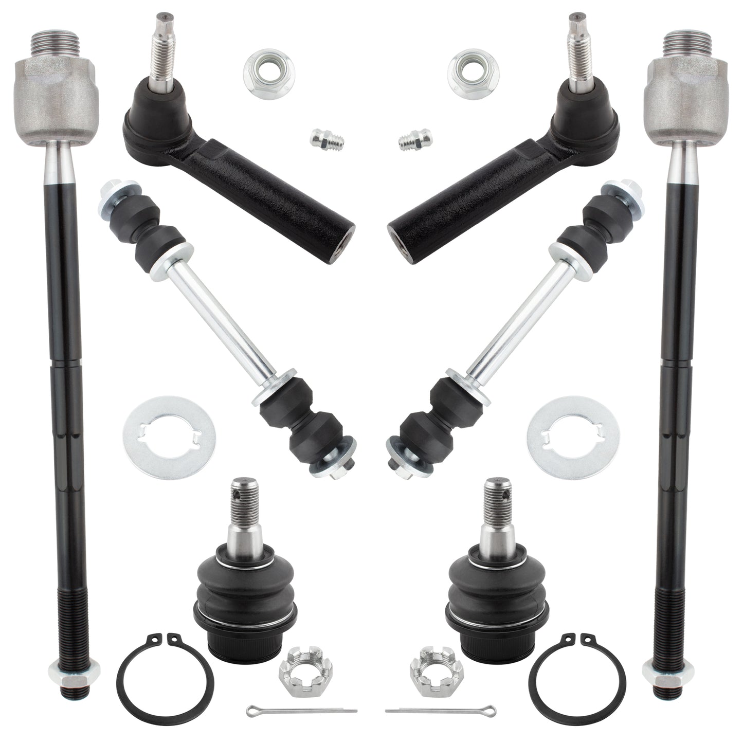 BOXI 8pcs Front Lower Ball Joints Inner Outer Tie Rods Sway Bars Fits for Cadillac Escalade