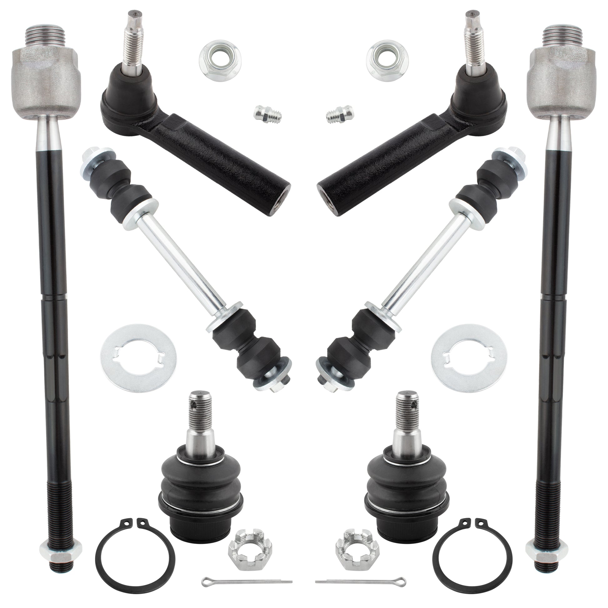 BOXI 8pcs Front Lower Ball Joints Inner Outer Tie Rods Sway Bars Fits for Cadillac Escalade