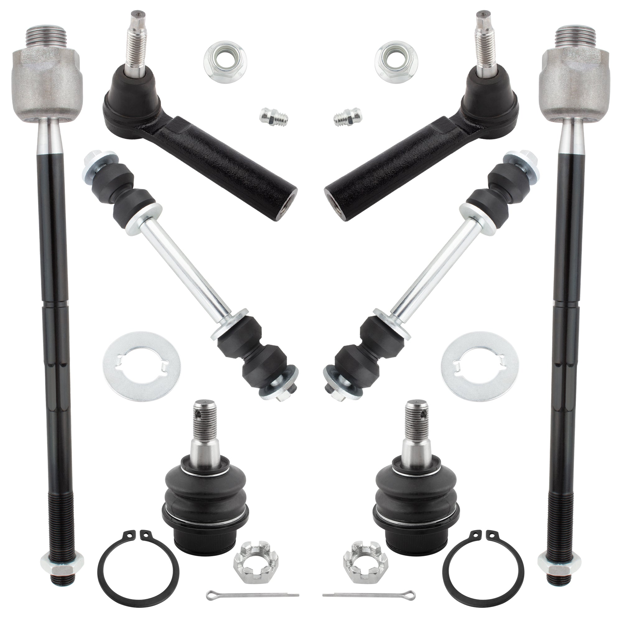 BOXI 8pcs Front Lower Ball Joints Inner Outer Tie Rods Sway Bars Fits for Cadillac Escalade
