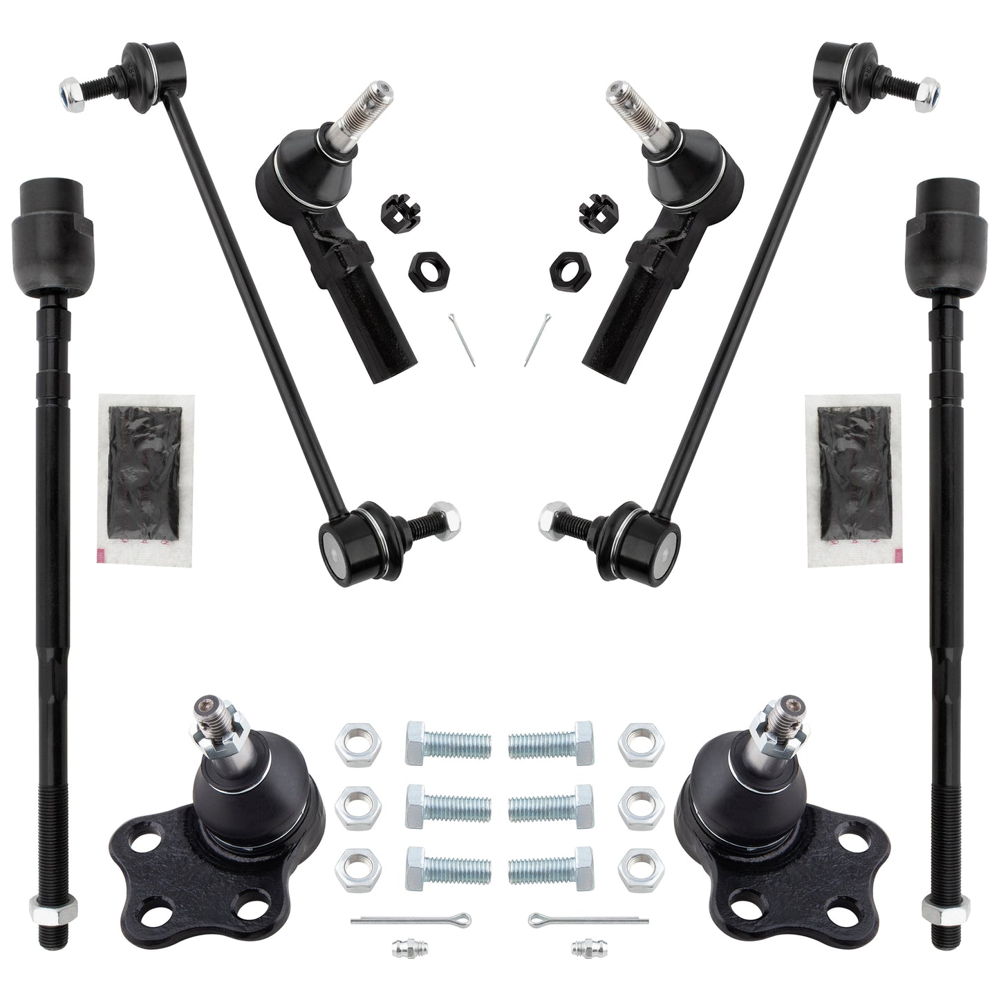 BOXI (Set of 8) Front Inner & Outer Tie Rod End Lower Ball Joint Stabilizer Bar End Link Kit