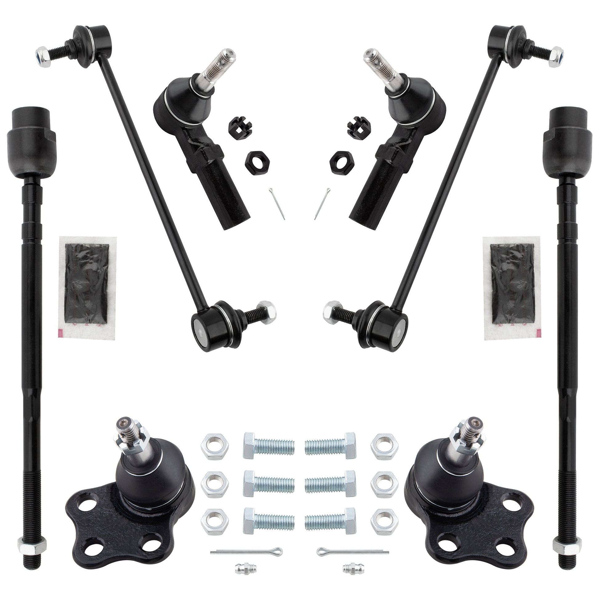 BOXI (Set of 8) Front Inner & Outer Tie Rod End Lower Ball Joint Stabilizer Bar End Link Kit