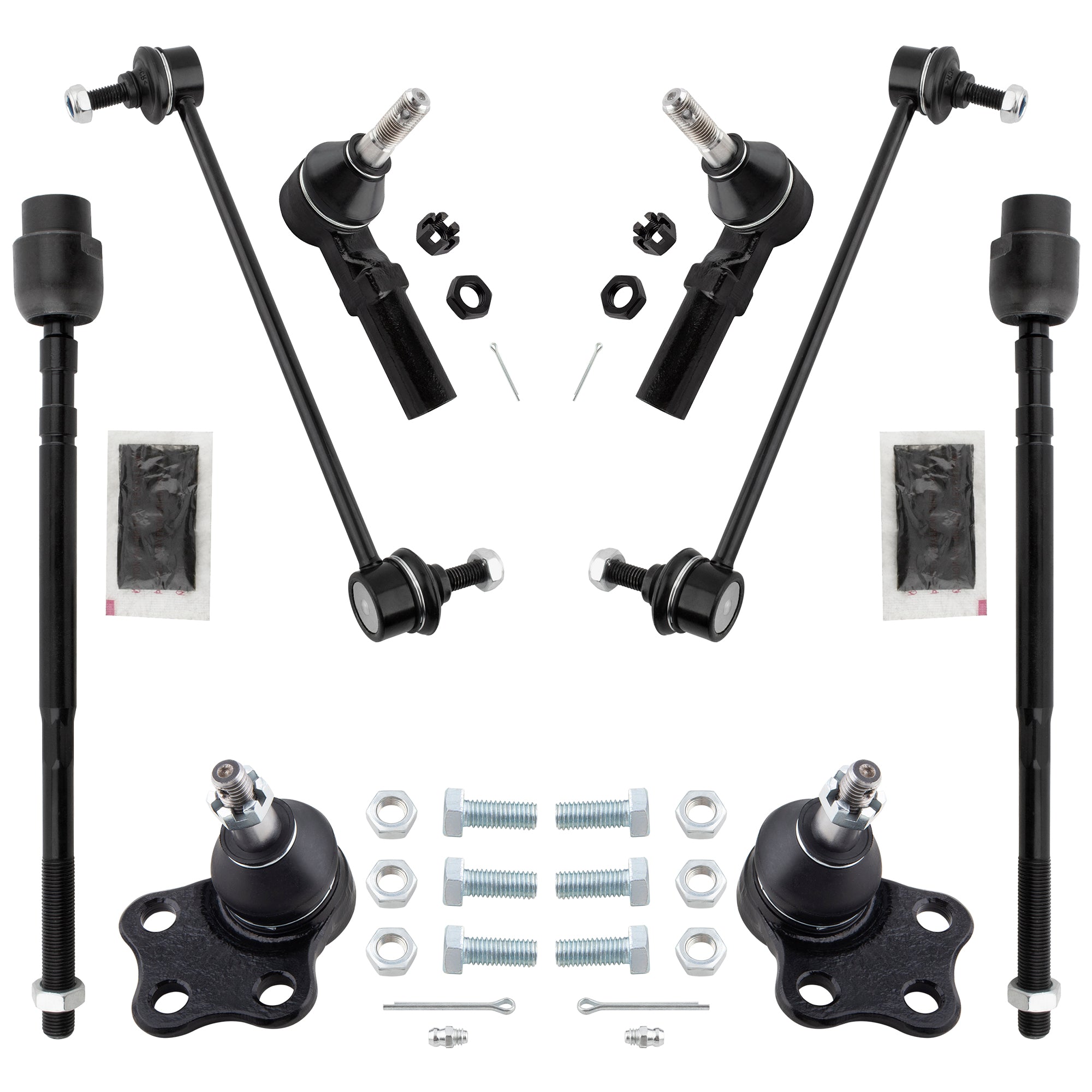 BOXI (Set of 8) Front Inner & Outer Tie Rod End Lower Ball Joint Stabilizer Bar End Link Kit