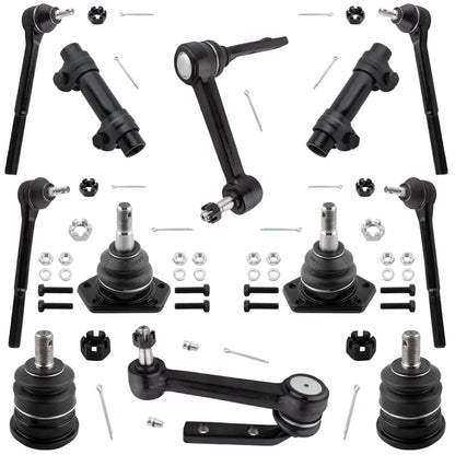 BOXI (Set of 12) Front Steering Idler Arm Inner & Outer Tie Rod Ends Upper & Lower Ball Joints