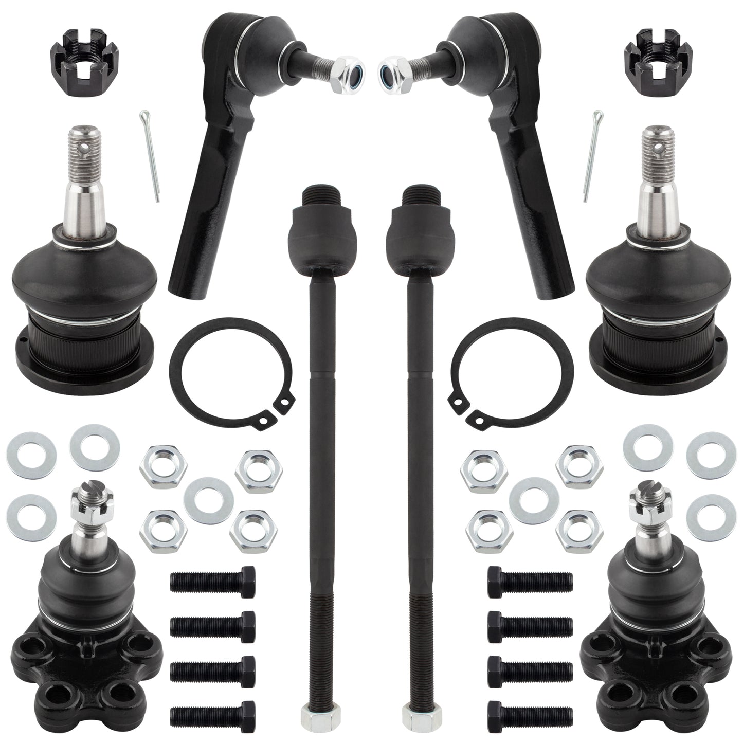 BOXI (Set of 8) Front Inner & Outer Tie Rod Ends + Upper & Lower Ball Joints Fit for Chevrolet