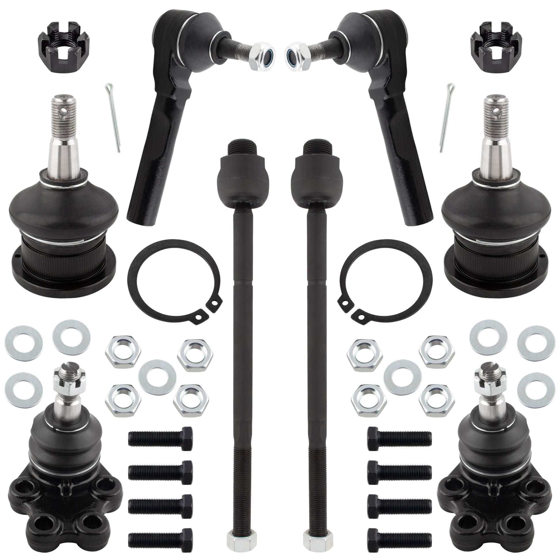 BOXI (Set of 8) Front Inner & Outer Tie Rod Ends + Upper & Lower Ball Joints Fit for Chevrolet