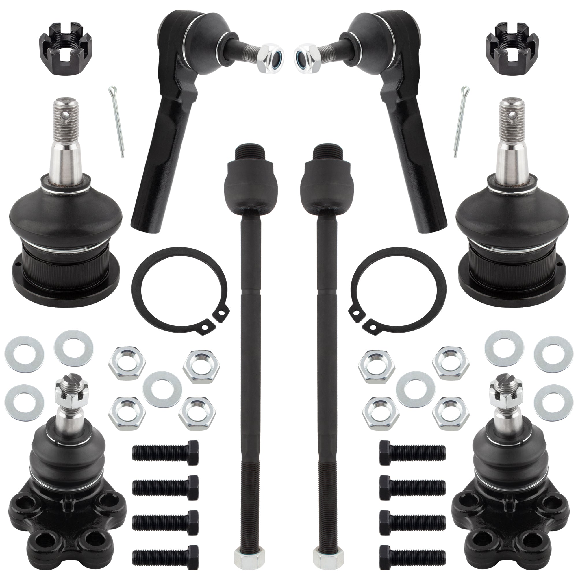 BOXI (Set of 8) Front Inner & Outer Tie Rod Ends + Upper & Lower Ball Joints Fit for Chevrolet
