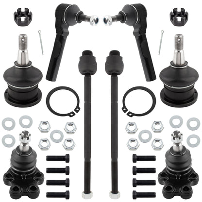 BOXI (Set of 8) Front Inner & Outer Tie Rod Ends + Upper & Lower Ball Joints Fit for Chevrolet