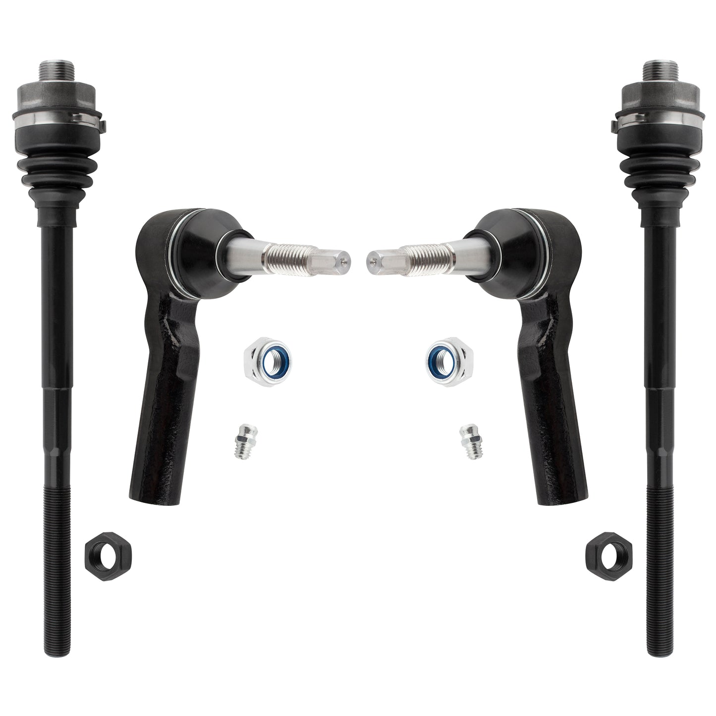 BOXI (Set of 4) 2x Front Inner Tie Rod Ends + 2x Front Outer Tie Rod Ends Fit for Chevrolet