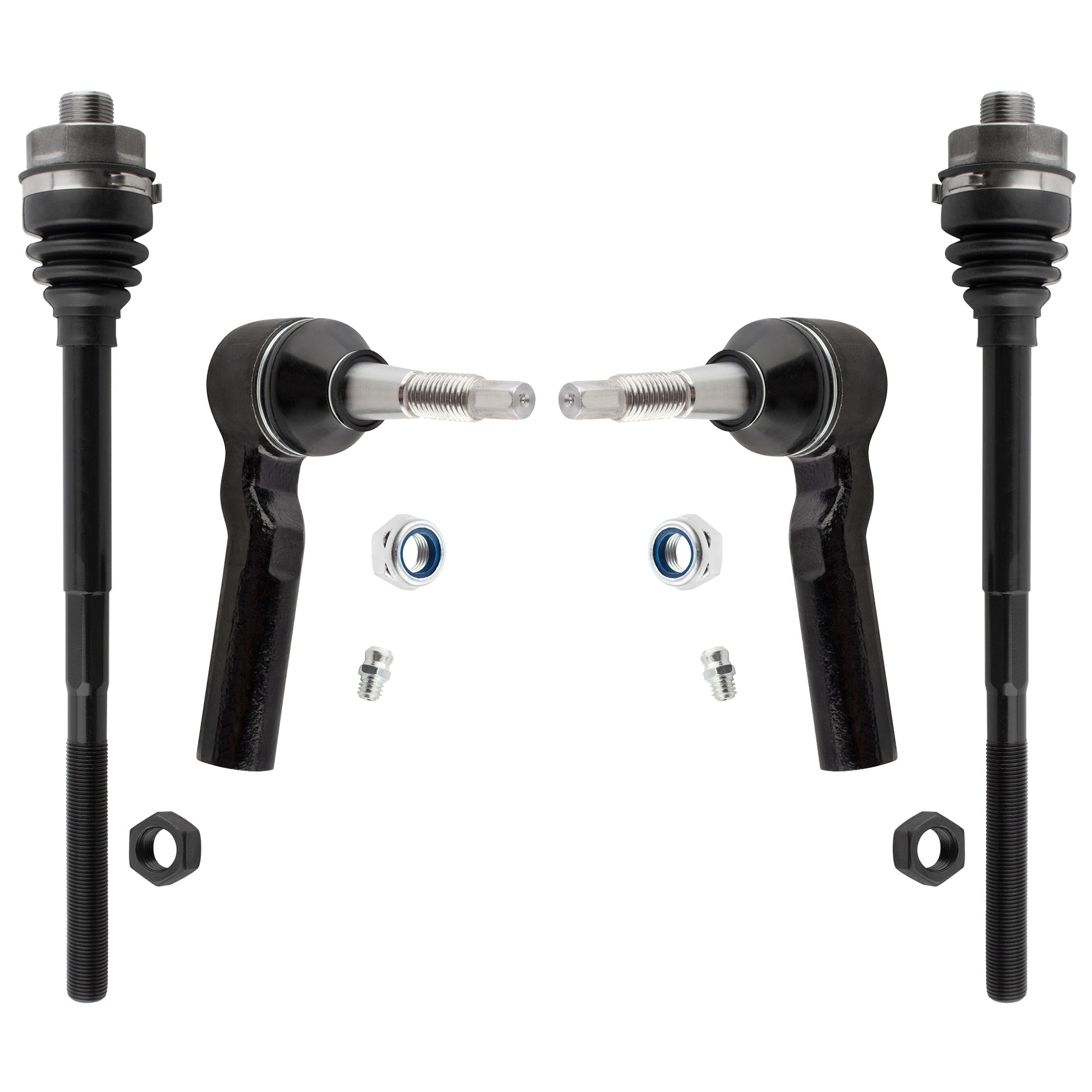 BOXI (Set of 4) 2x Front Inner Tie Rod Ends + 2x Front Outer Tie Rod Ends Fit for Chevrolet