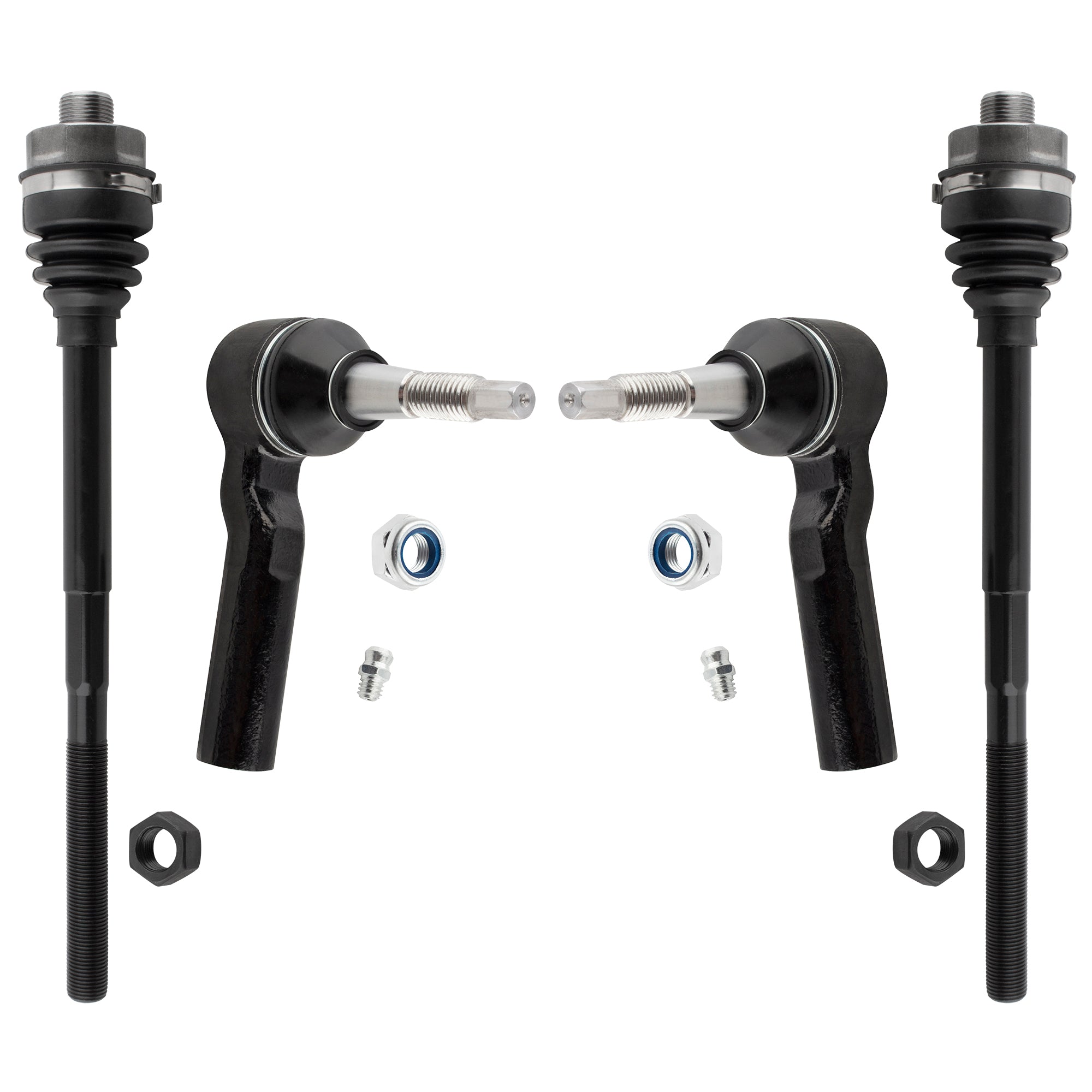 BOXI (Set of 4) 2x Front Inner Tie Rod Ends + 2x Front Outer Tie Rod Ends Fit for Chevrolet