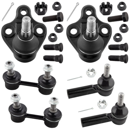 BOXI (Set of 6) Front Lower Ball Joints + Front Outer Tie Rods + Front Stabilizer Sway Bar Links