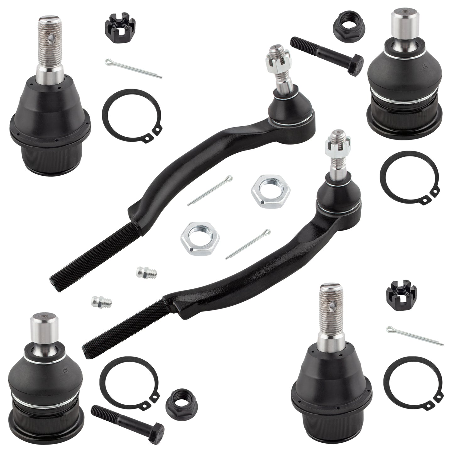 BOXI 6pcs Front Ball Joints & Outer Tie Rods Fit for Buick Rainier 2004-07