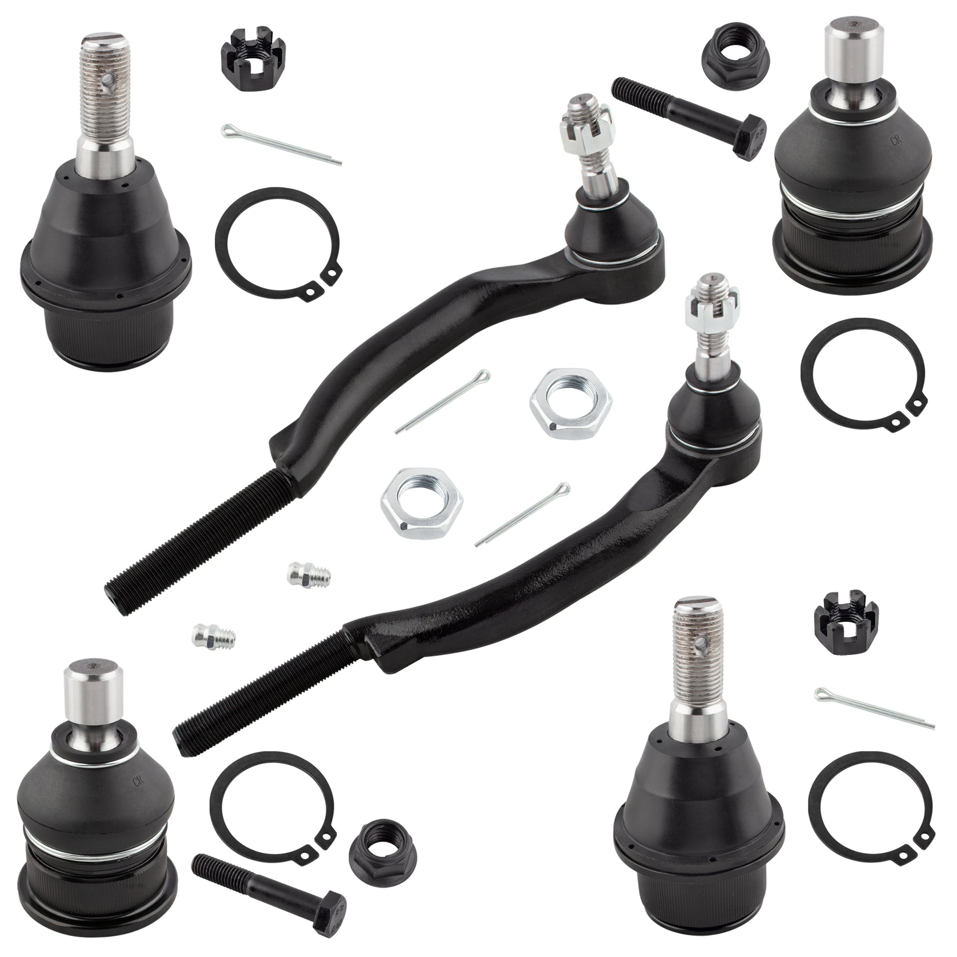 BOXI 6pcs Front Ball Joints & Outer Tie Rods Fit for Buick Rainier 2004-07