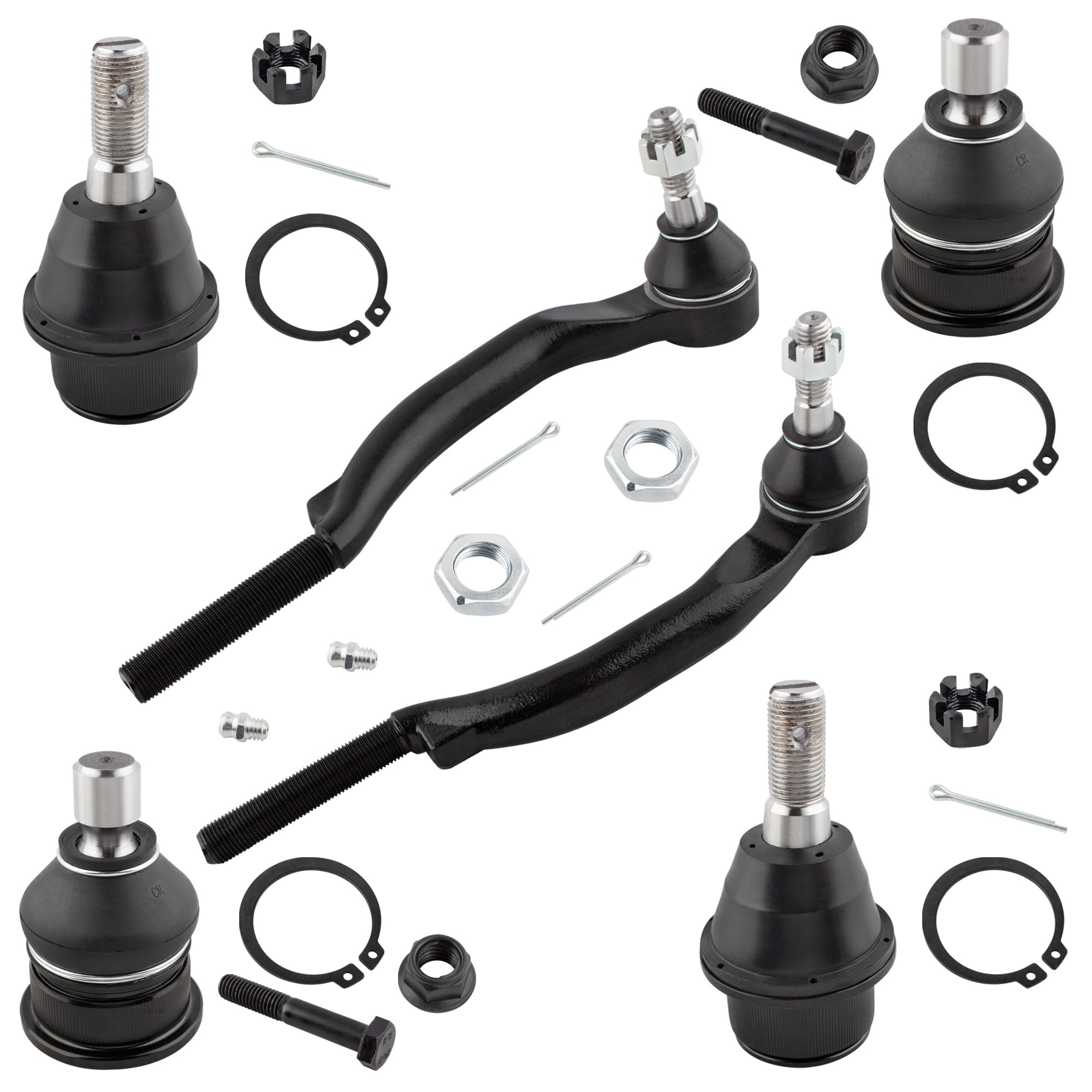 BOXI 6pcs Front Ball Joints & Outer Tie Rods Fit for Buick Rainier 2004-07