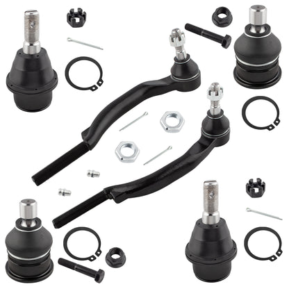 BOXI 6pcs Front Ball Joints & Outer Tie Rods Fit for Buick Rainier 2004-07