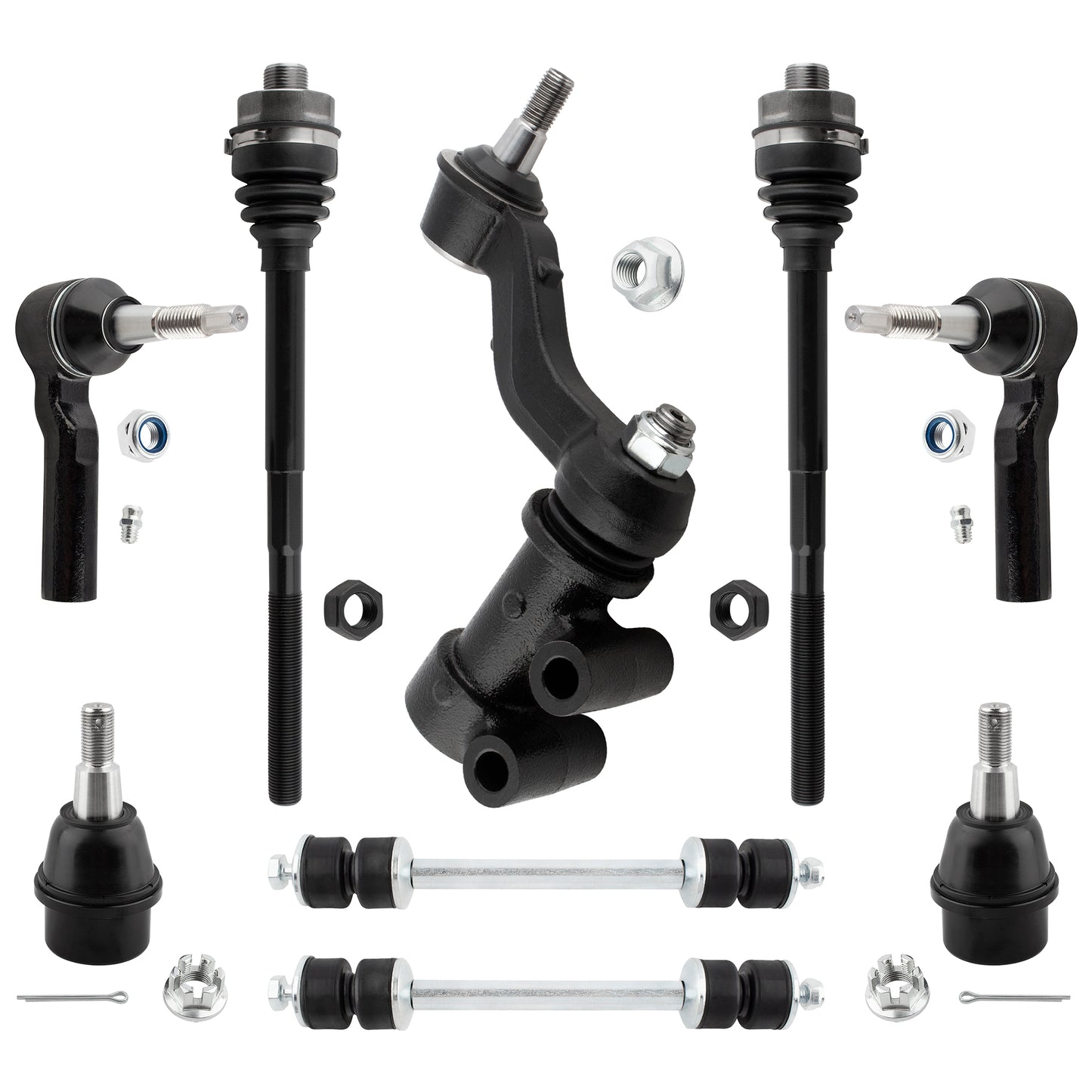 BOXI 9pcs Front Inner Outer Tie Rods Idler Arm Sway Bars Lower Ball Joints Fit for Chevrolet