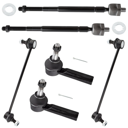 BOXI (Set of 6) Front Inner Outer Tie Rods + 9.86" Sway Bar Links Fit for Chevrolet Cobalt 2005-2010