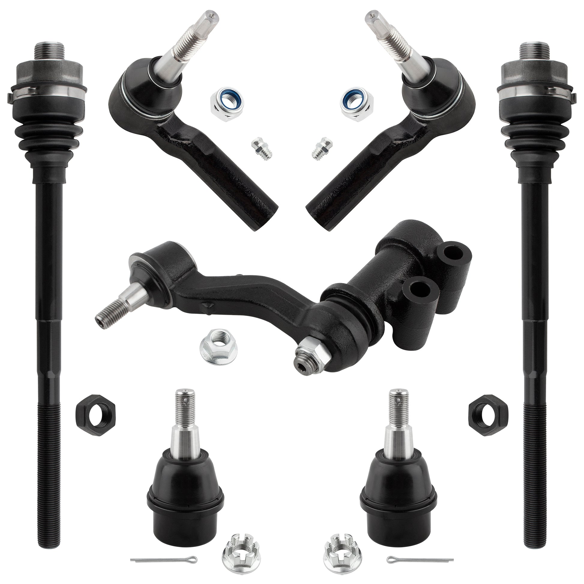 BOXI K500232 ES800901 EV800935 K400018 Front Lower Ball Joints Inner + Outer Tie Rods Idler Arm