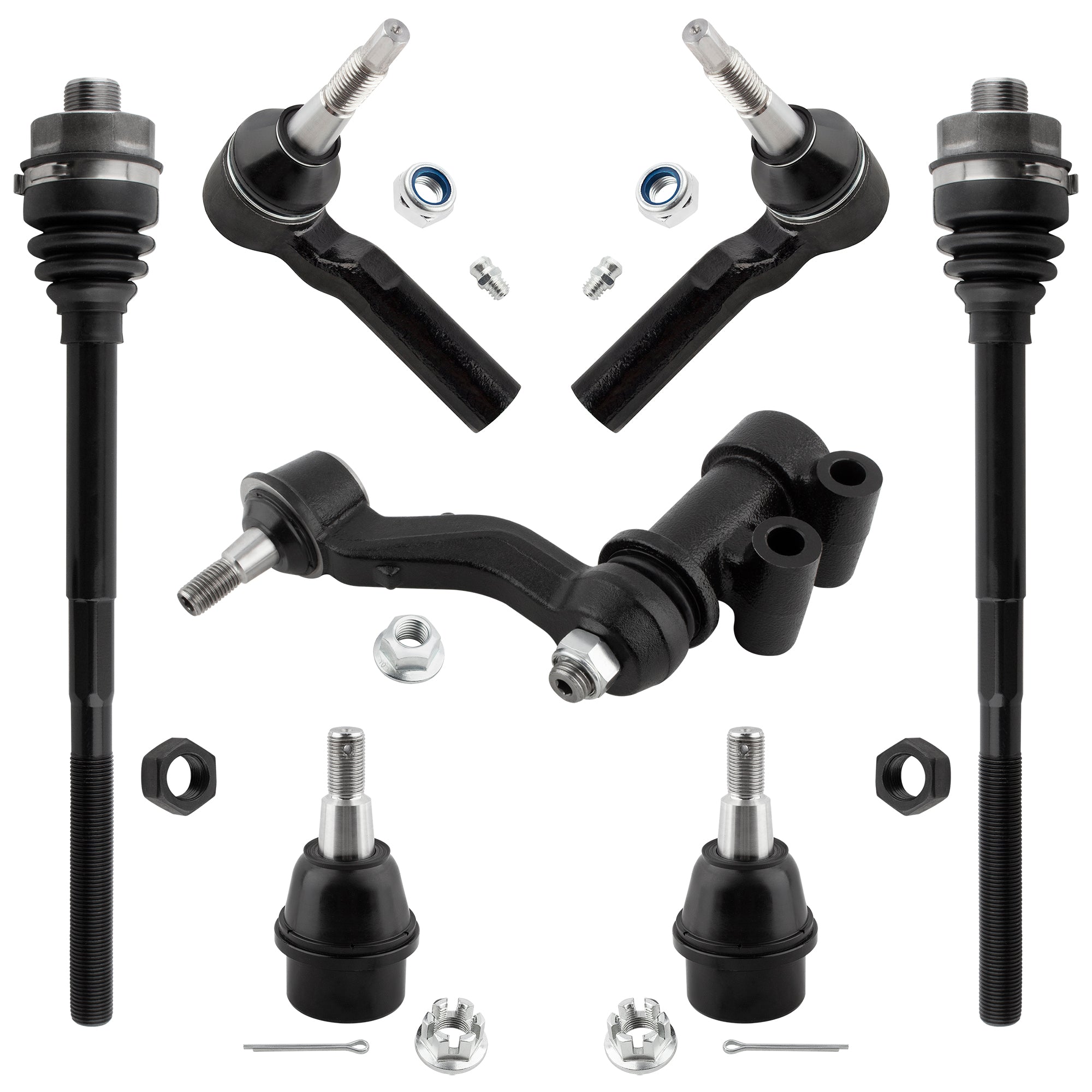 BOXI K500232 ES800901 EV800935 K400018 Front Lower Ball Joints Inner + Outer Tie Rods Idler Arm