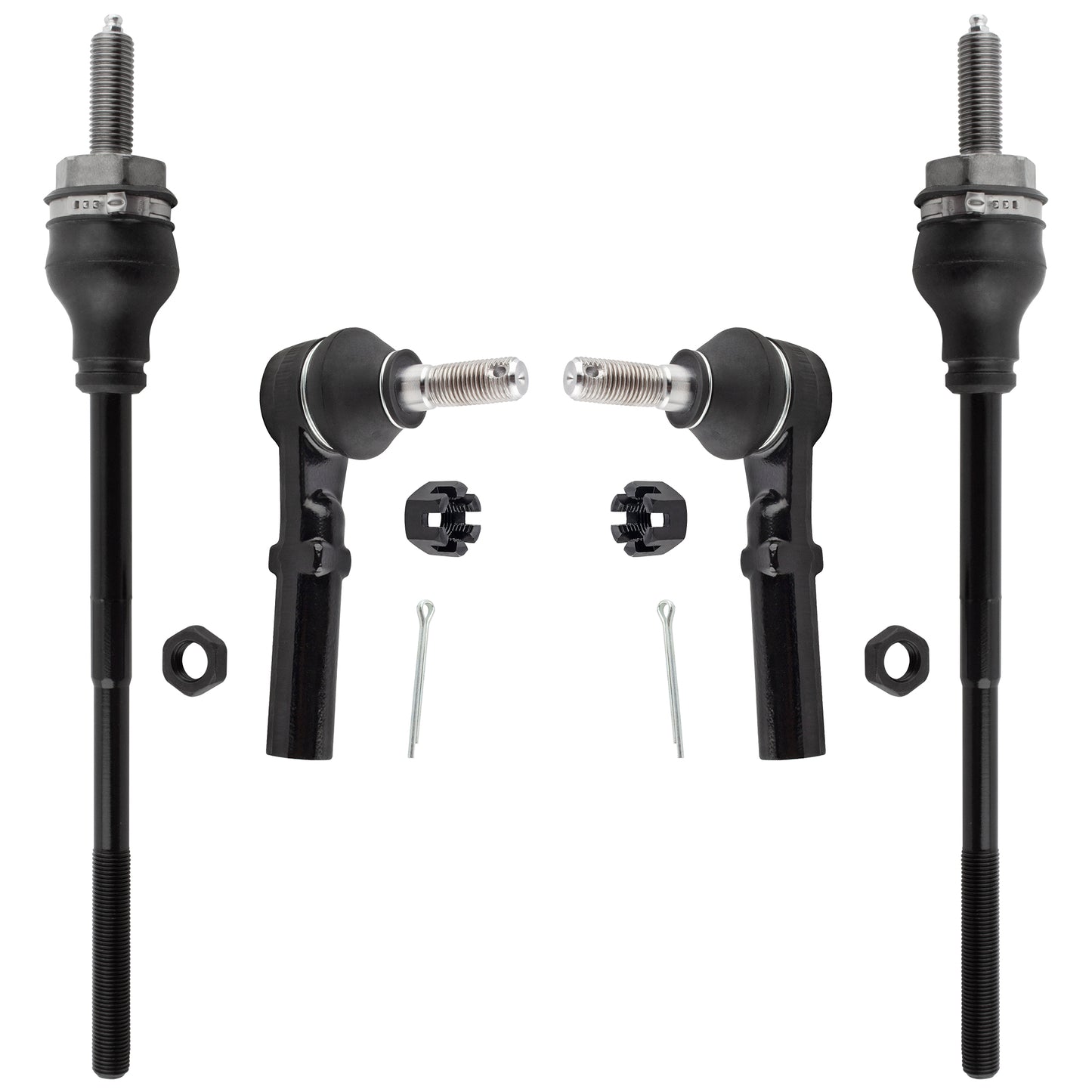 BOXI (Set of 4) Front Inner & Outer Tie Rod Ends Fit for Chevrolet Chevy Express 2500 3500 2003-2019