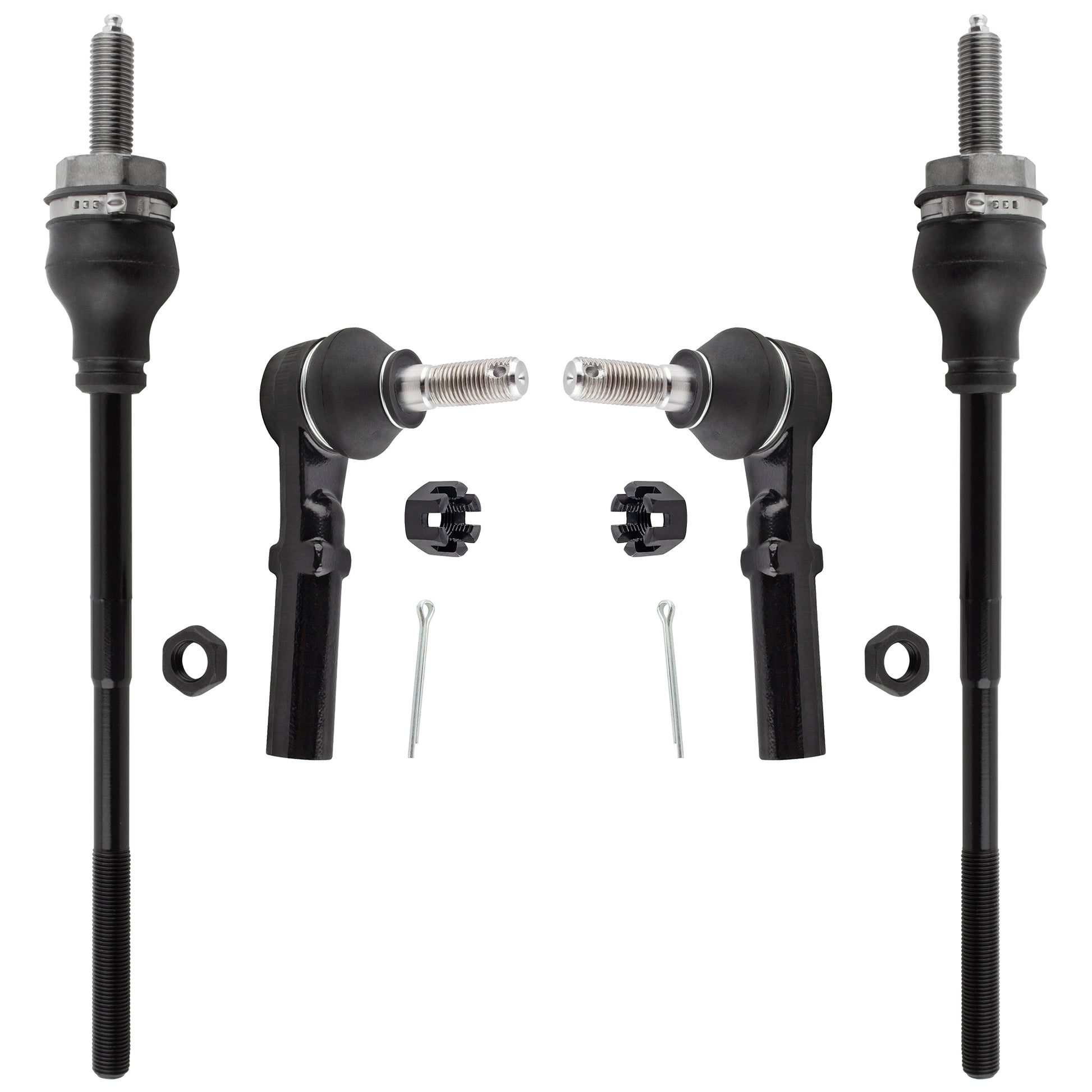 BOXI (Set of 4) Front Inner & Outer Tie Rod Ends Fit for Chevrolet Chevy Express 2500 3500 2003-2019