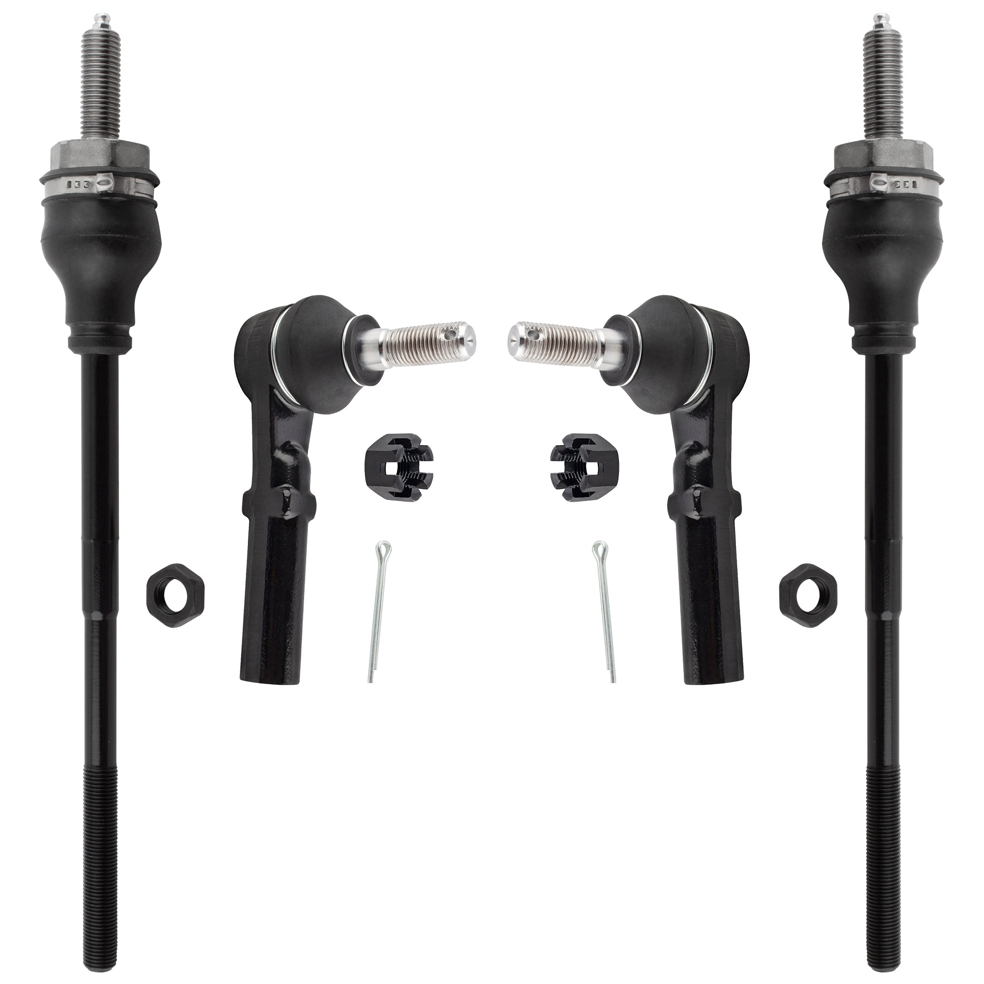 BOXI (Set of 4) Front Inner & Outer Tie Rod Ends Fit for Chevrolet Chevy Express 2500 3500 2003-2019