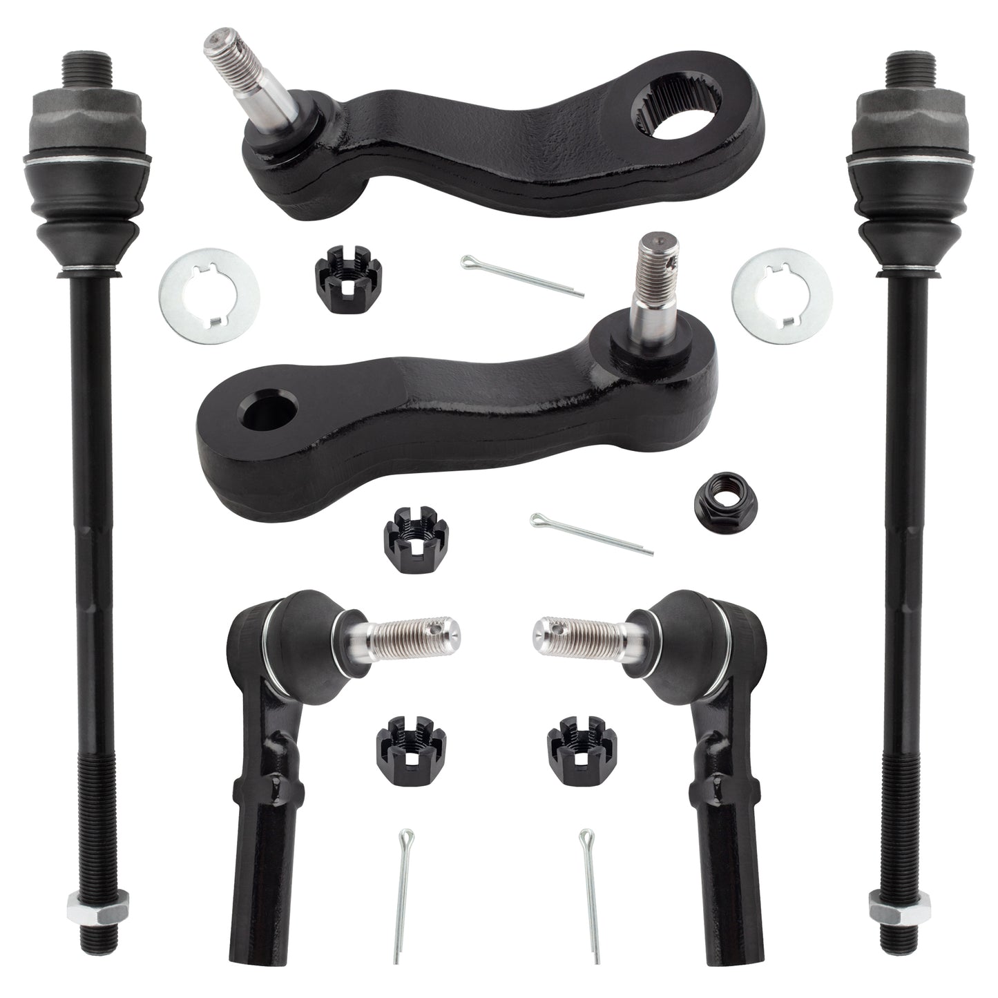BOXI (Set of 6) Front Inner & Outer Tie Rod Ends + Idler Arm Pitman Arm Fit for Chevrolet GMC