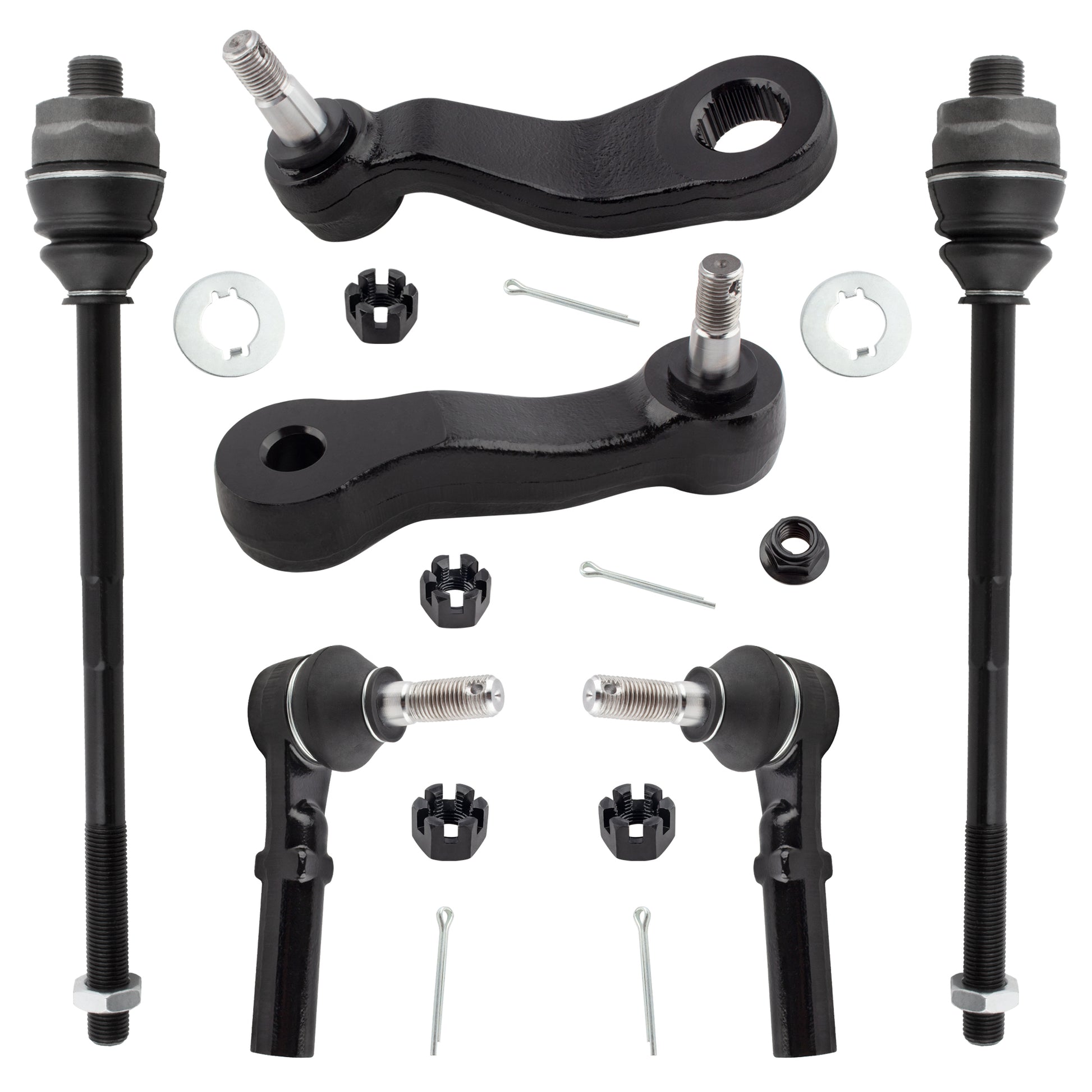 BOXI (Set of 6) Front Inner & Outer Tie Rod Ends + Idler Arm Pitman Arm Fit for Chevrolet GMC
