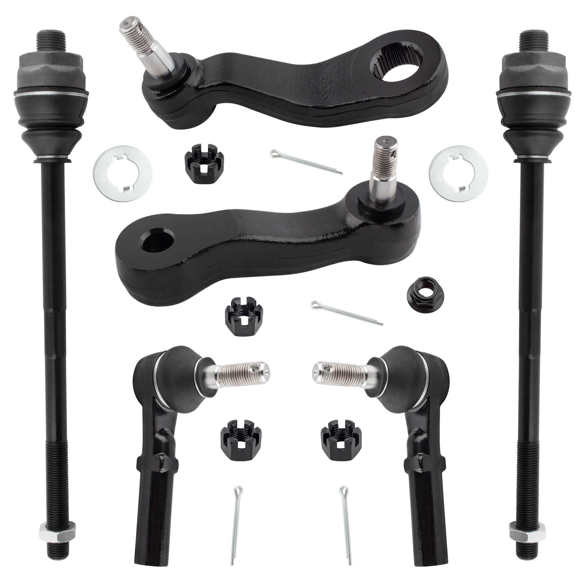 BOXI (Set of 6) Front Inner & Outer Tie Rod Ends + Idler Arm Pitman Arm Fit for Chevrolet GMC