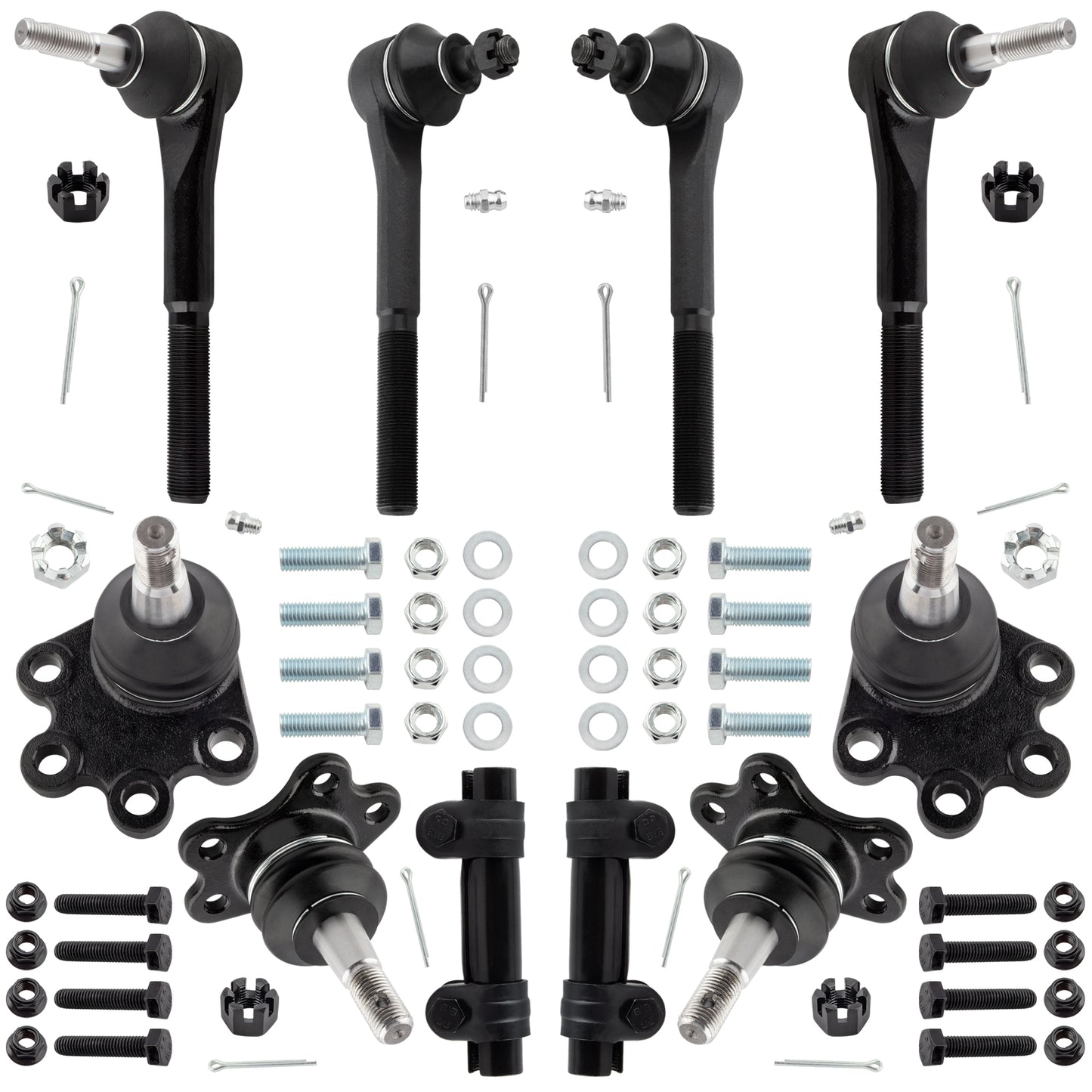 BOXI (Set of 10) Front Inner & Outer Tie Rod Ends + Upper & Outer Lower Ball Joints + Adjusting