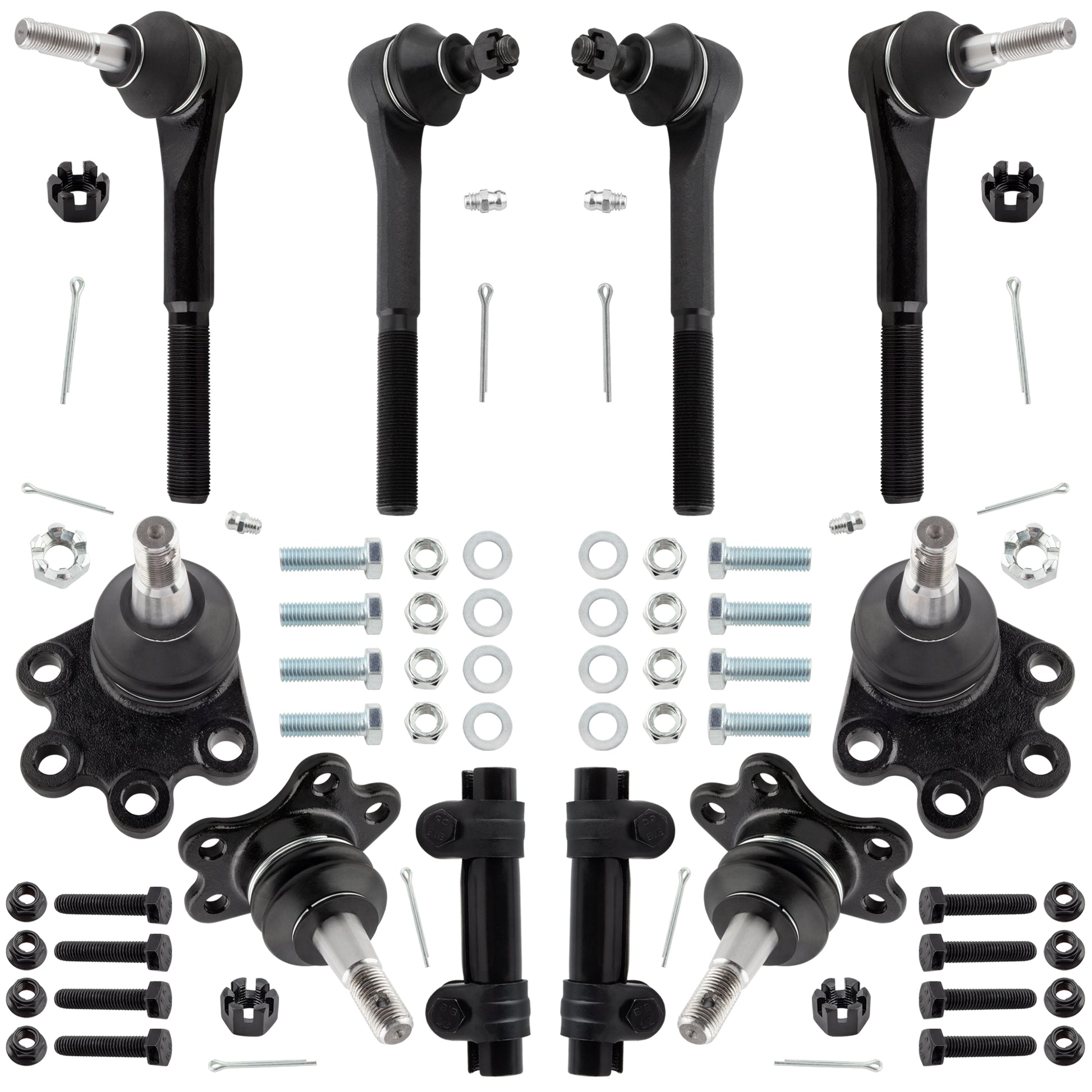 BOXI (Set of 10) Front Inner & Outer Tie Rod Ends + Upper & Outer Lower Ball Joints + Adjusting