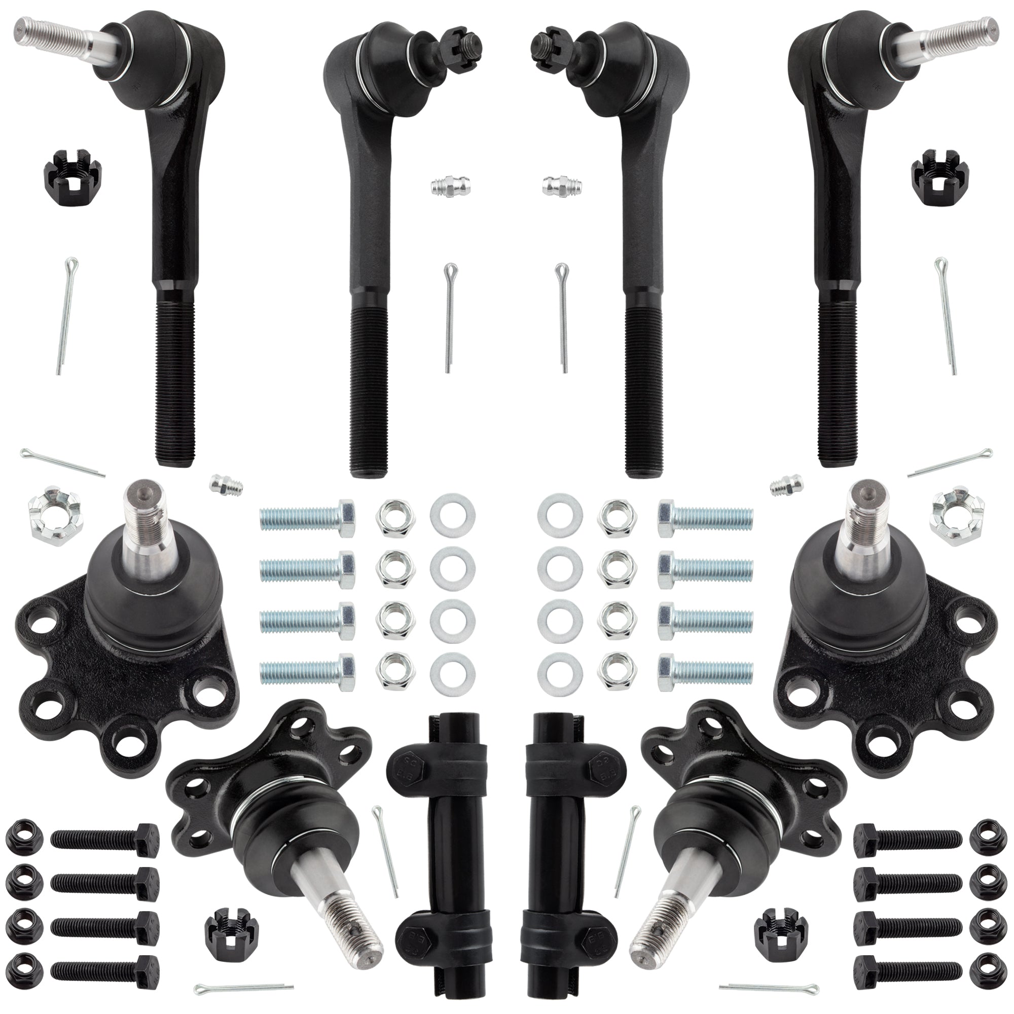 BOXI (Set of 10) Front Inner & Outer Tie Rod Ends + Upper & Outer Lower Ball Joints + Adjusting