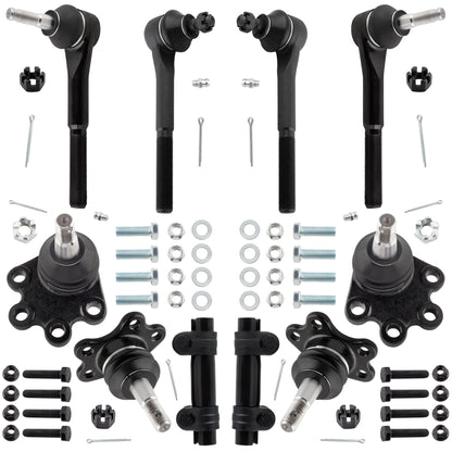 BOXI (Set of 10) Front Inner & Outer Tie Rod Ends + Upper & Outer Lower Ball Joints + Adjusting