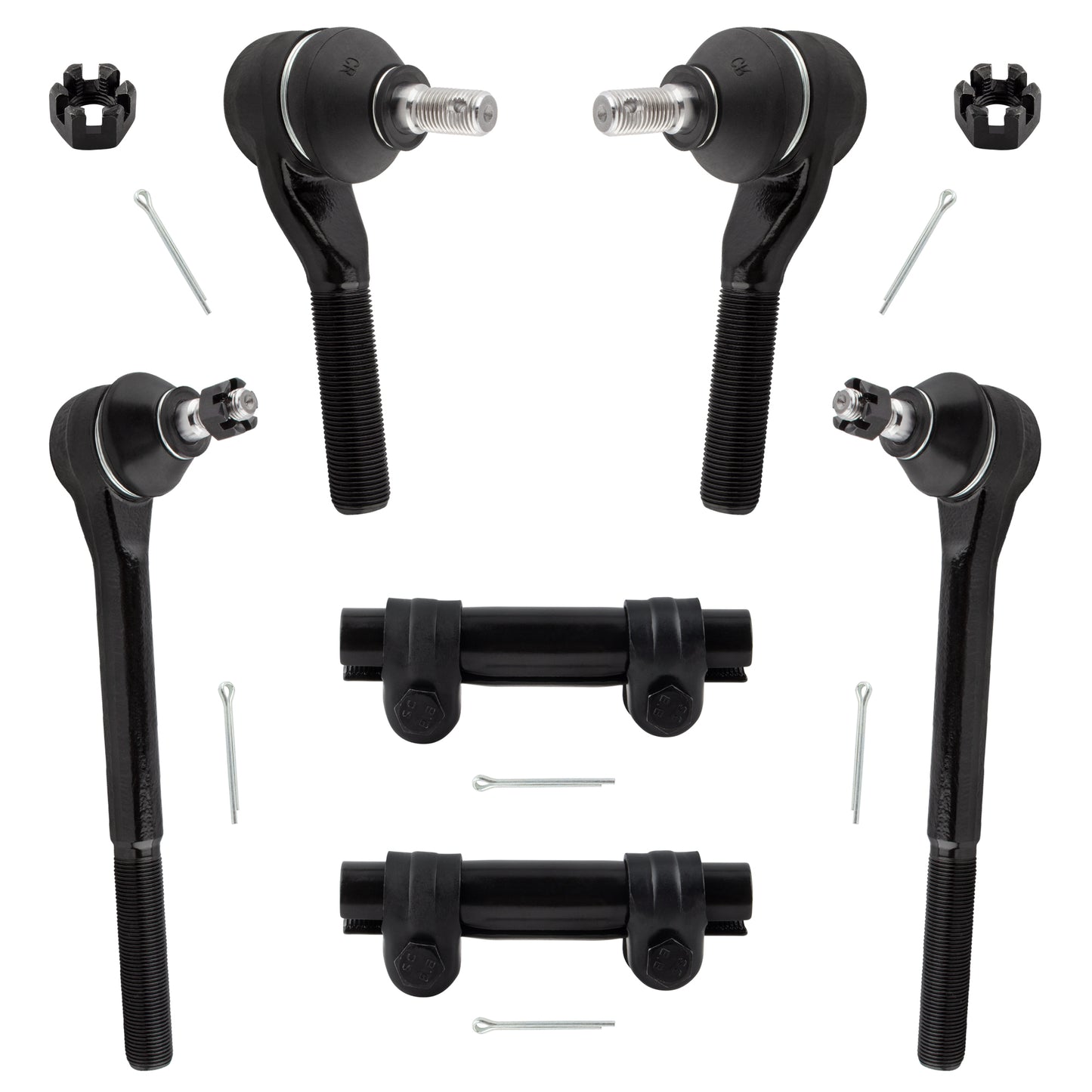 BOXI 4WD 6pc Front Inner & Outer Tie Rods + Adjusting Sleeves Fit for Chevrolet Blazer 1995-1998