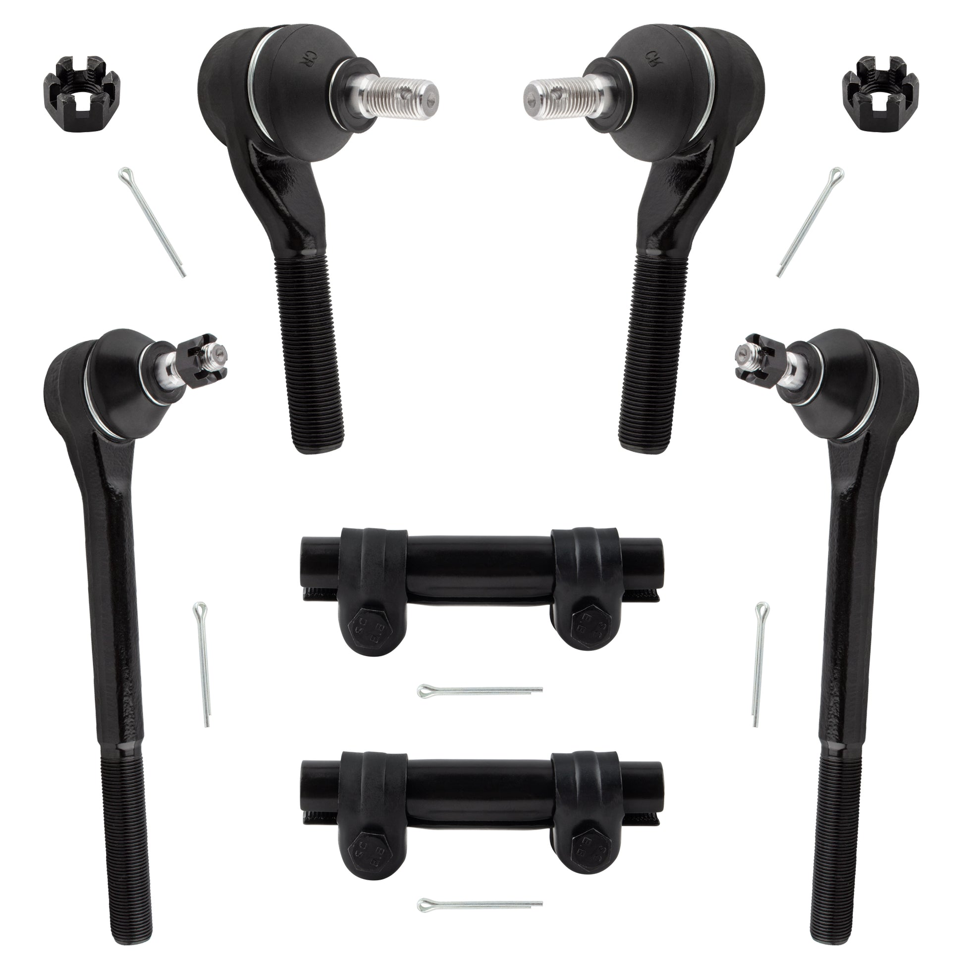 BOXI 4WD 6pc Front Inner & Outer Tie Rods + Adjusting Sleeves Fit for Chevrolet Blazer 1995-1998