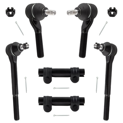 BOXI 4WD 6pc Front Inner & Outer Tie Rods + Adjusting Sleeves Fit for Chevrolet Blazer 1995-1998