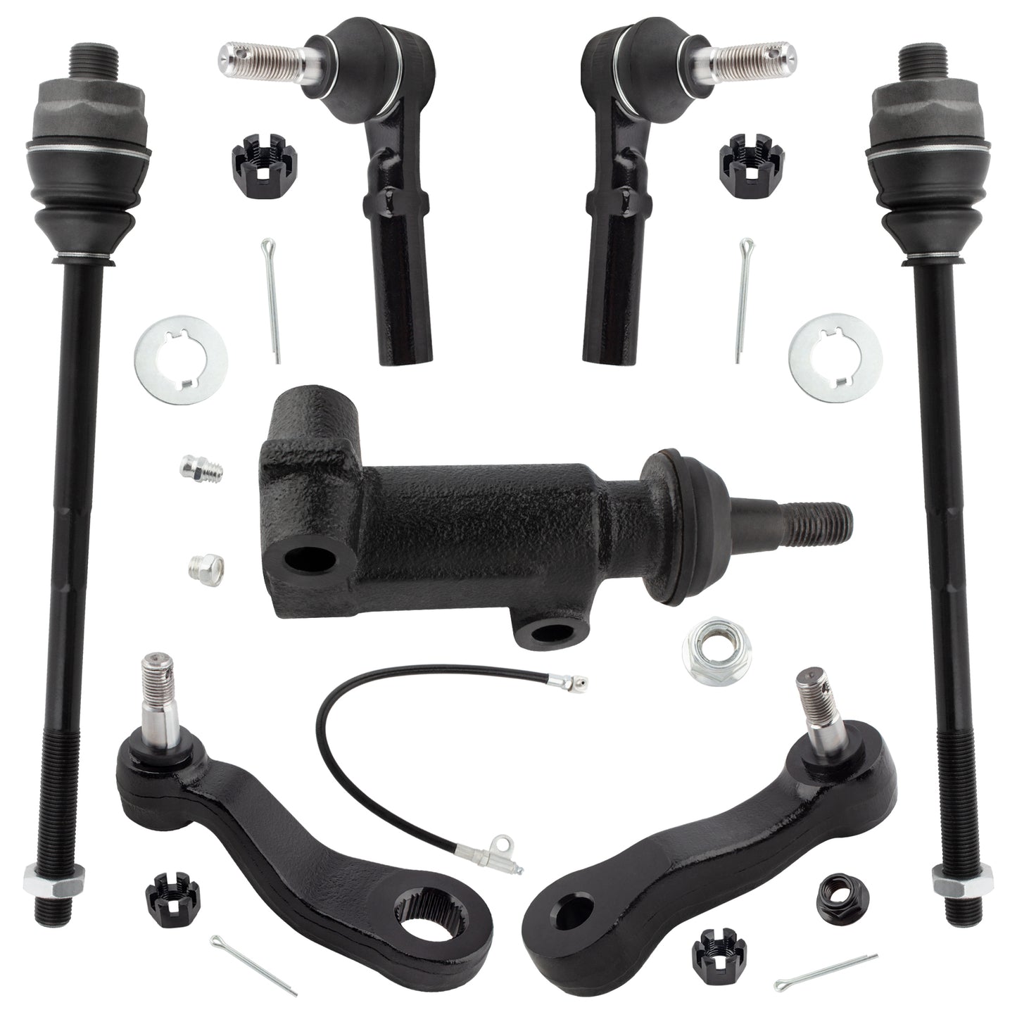 BOXI (Set of 7) Front Inner Outer Tie Rod Idler Arm Bracket Pivot 3 Groove Pitman Arm Kit Fit