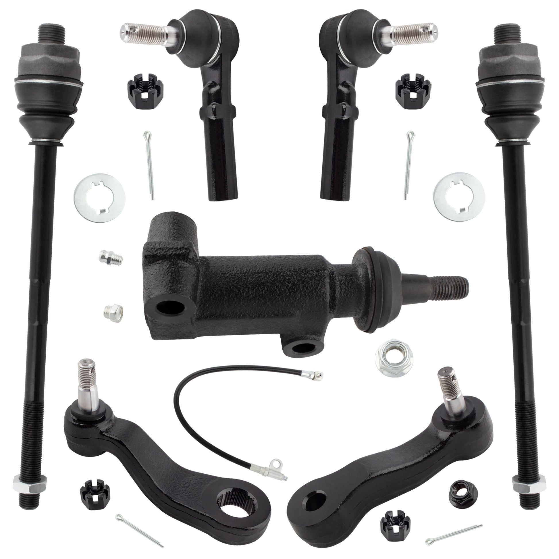 BOXI (Set of 7) Front Inner Outer Tie Rod Idler Arm Bracket Pivot 3 Groove Pitman Arm Kit Fit