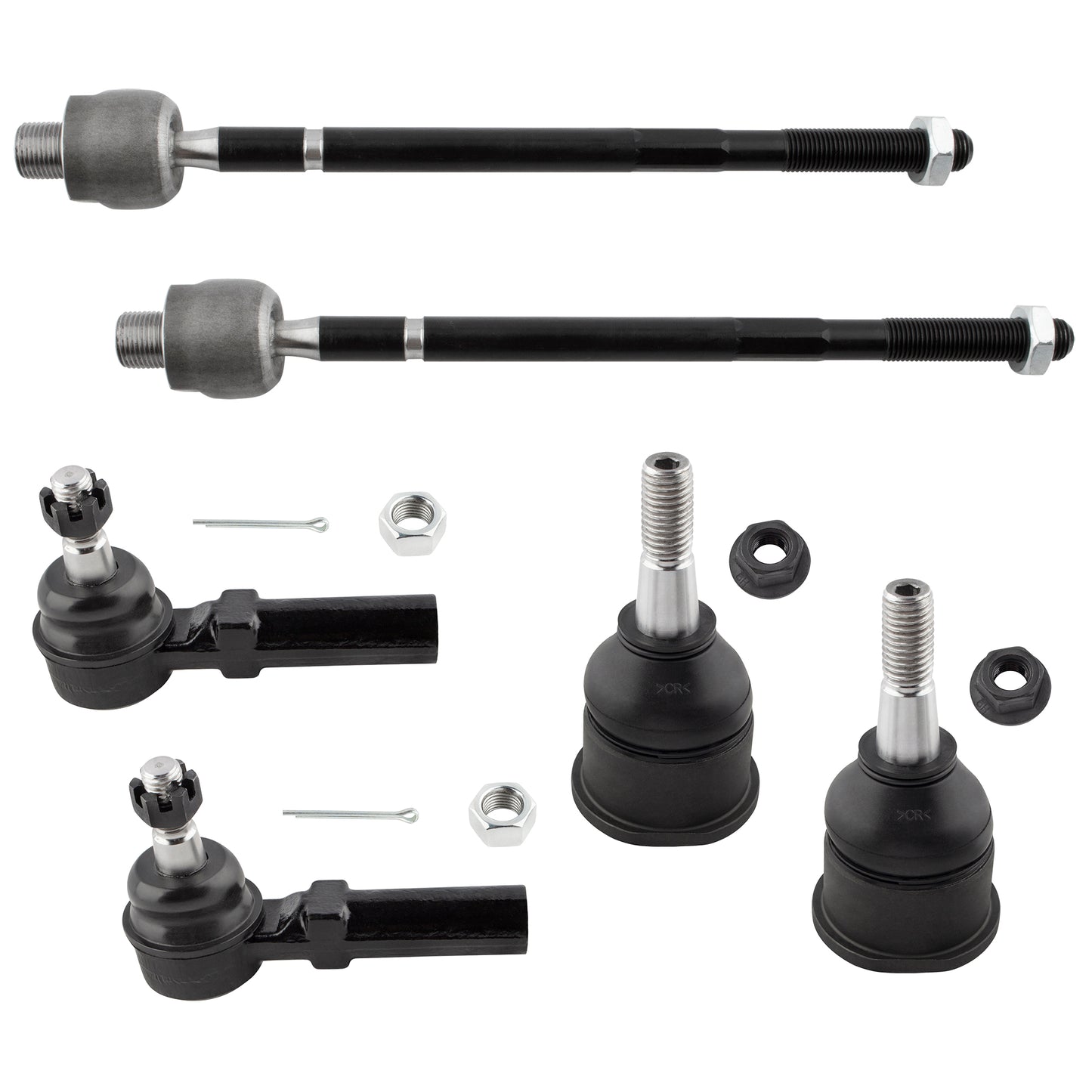 BOXI K6537 ES2231 EV343 Front Lower Ball Joints + Inner Outer Tie Rods Fit for Chevrolet Corvette