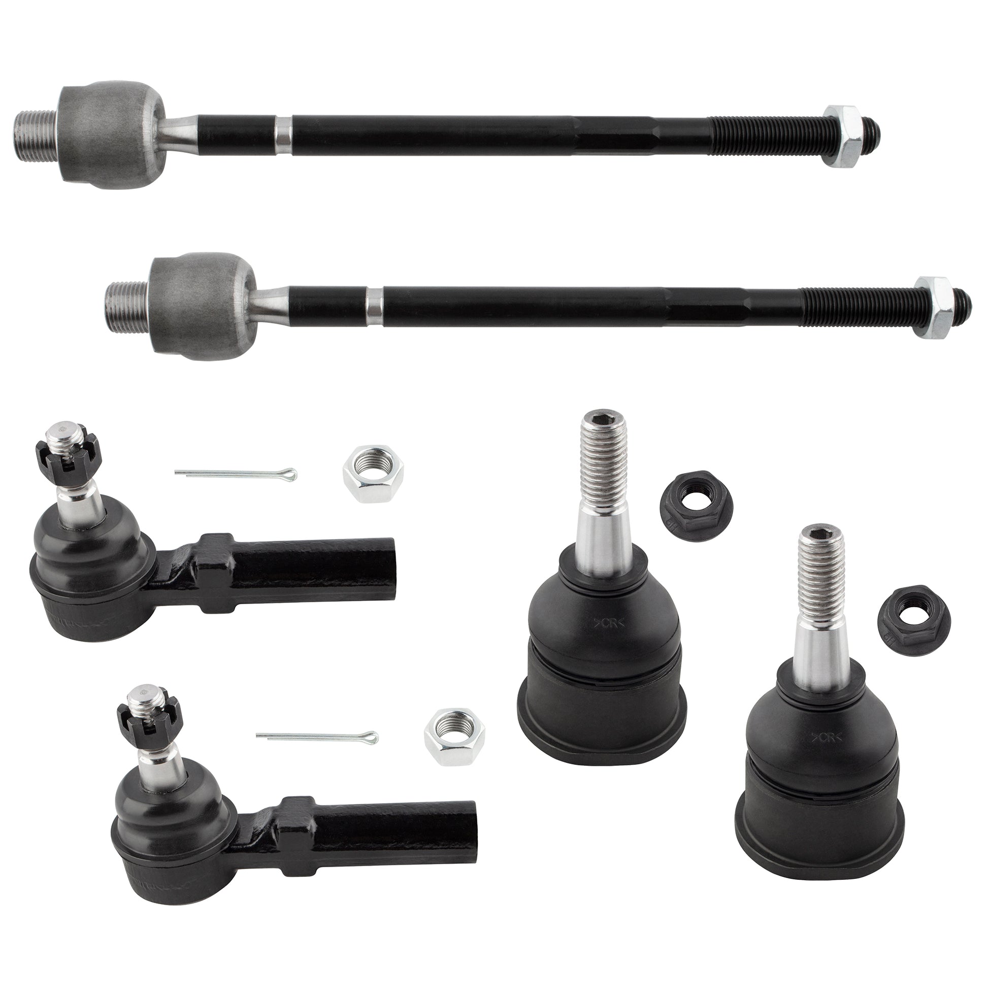 BOXI K6537 ES2231 EV343 Front Lower Ball Joints + Inner Outer Tie Rods Fit for Chevrolet Corvette