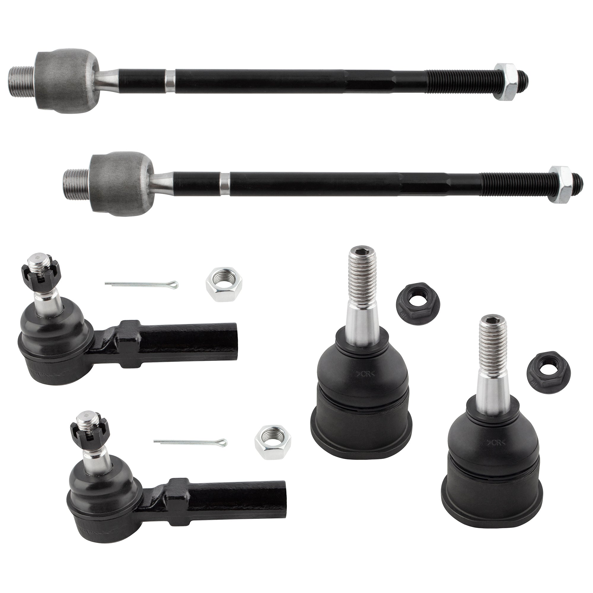 BOXI K6537 ES2231 EV343 Front Lower Ball Joints + Inner Outer Tie Rods Fit for Chevrolet Corvette