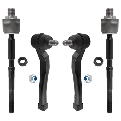 BOXI (Set of 4) Front Inner & Outer Tie Rods Fit for Chevrolet Aveo Aveo5 2006-2011