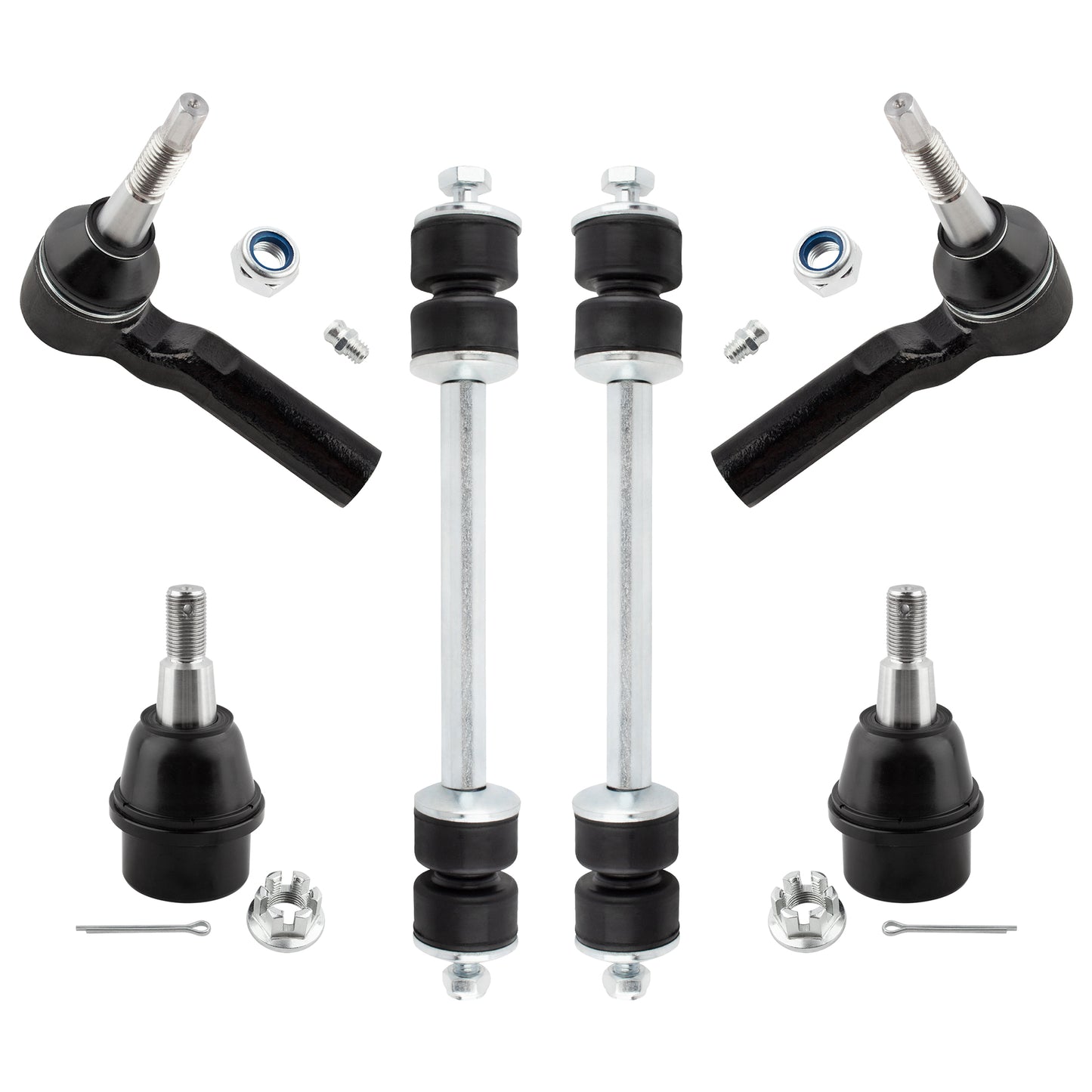 BOXI 6pcs Front Outer Tie Rod End Lower Ball Joint Sway Bar Link Fit for Chevrolet Silverado