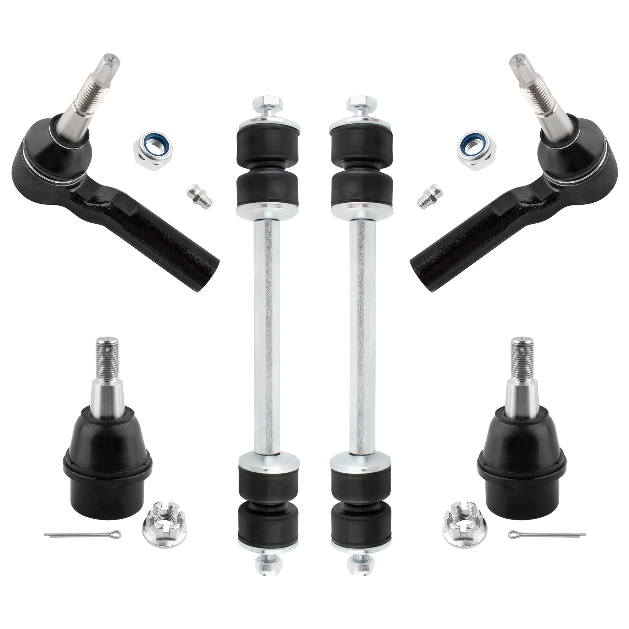 BOXI 6pcs Front Outer Tie Rod End Lower Ball Joint Sway Bar Link Fit for Chevrolet Silverado