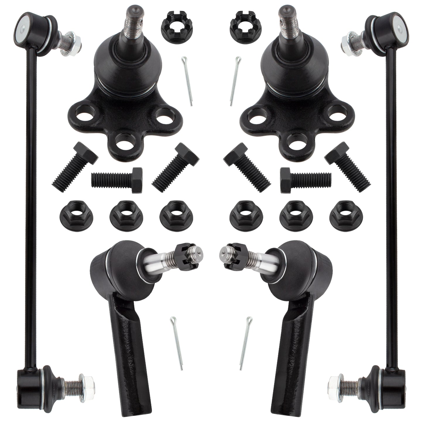 BOXI 2x Front Sway Bar Links + 2x Outer Tie Rods + 2x Lower Ball Joints Fit for Chevrolet Equinox