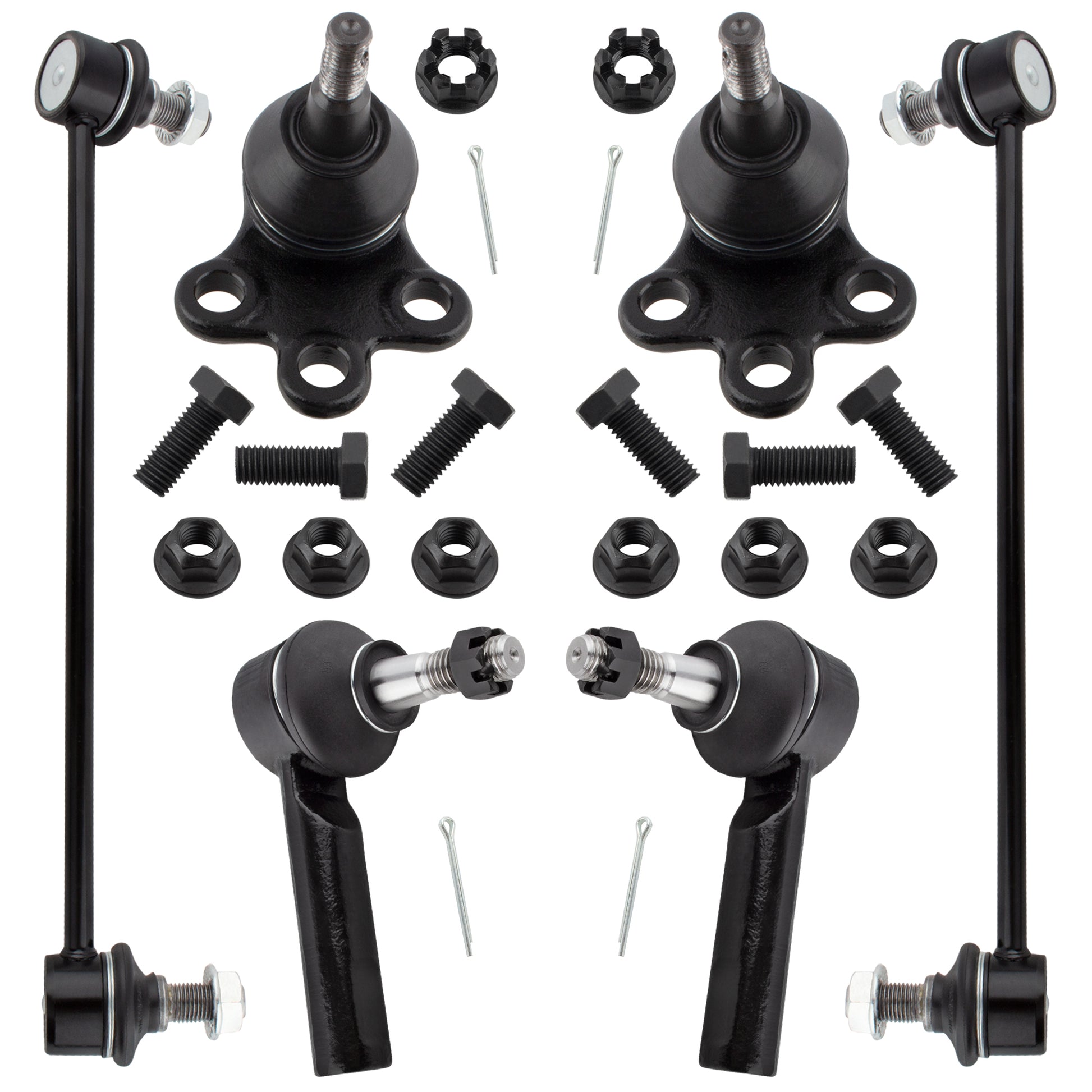 BOXI 2x Front Sway Bar Links + 2x Outer Tie Rods + 2x Lower Ball Joints Fit for Chevrolet Equinox