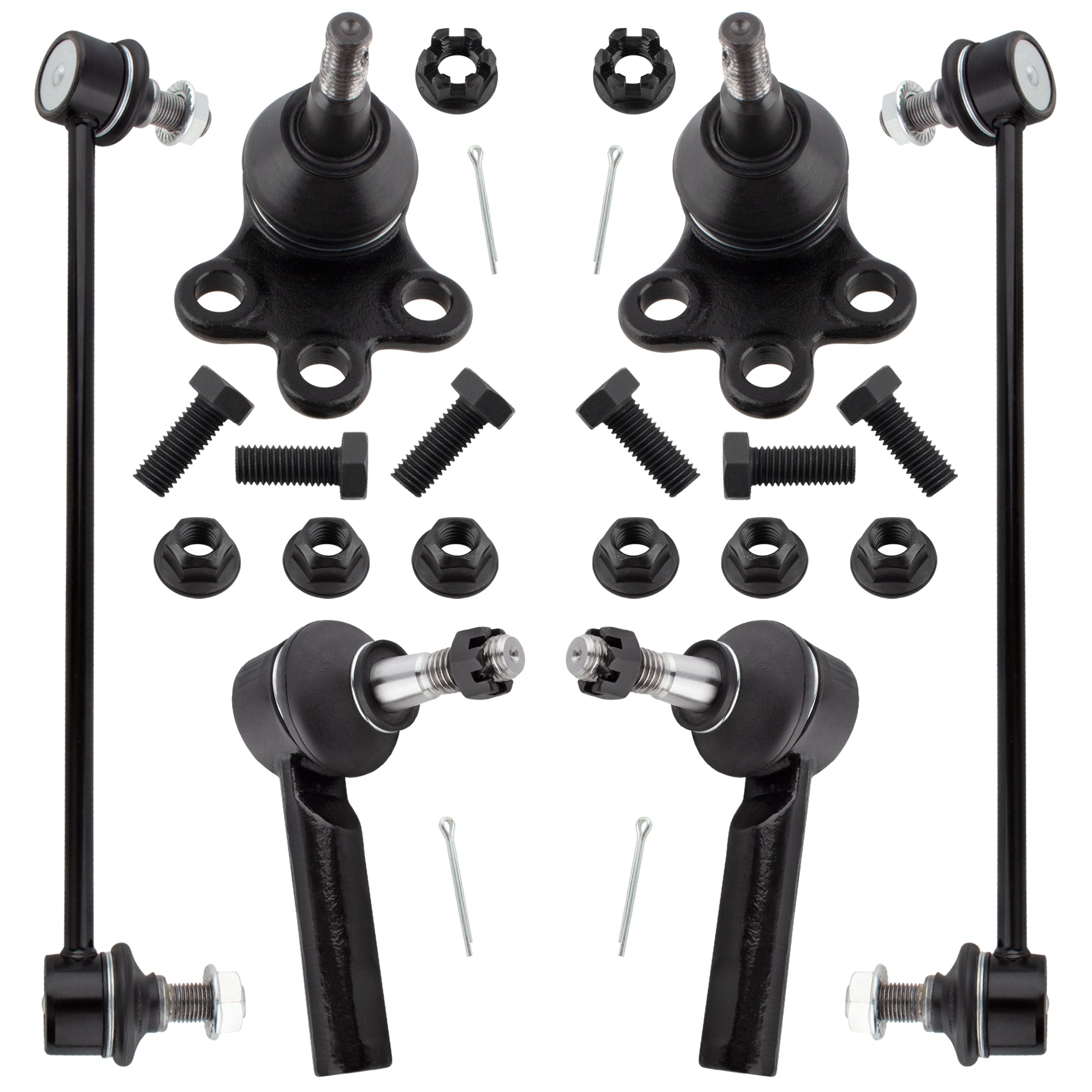 BOXI 2x Front Sway Bar Links + 2x Outer Tie Rods + 2x Lower Ball Joints Fit for Chevrolet Equinox