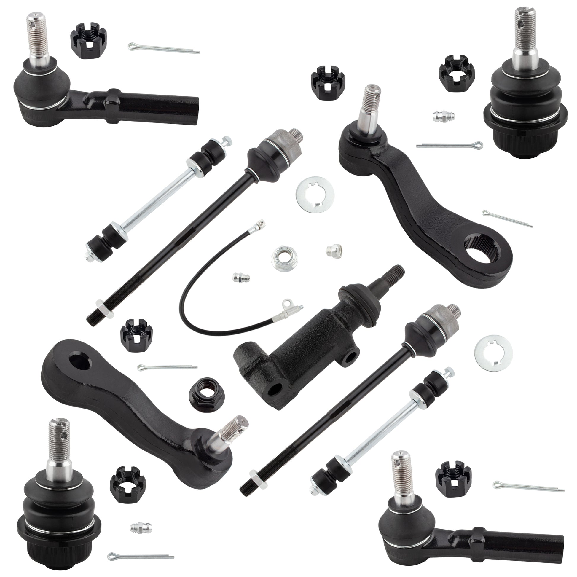 BOXI (Set of 11) Front Lower Ball Joints Inner Outer Tie Rods Sway Bars Idler Arm Pitman Arm