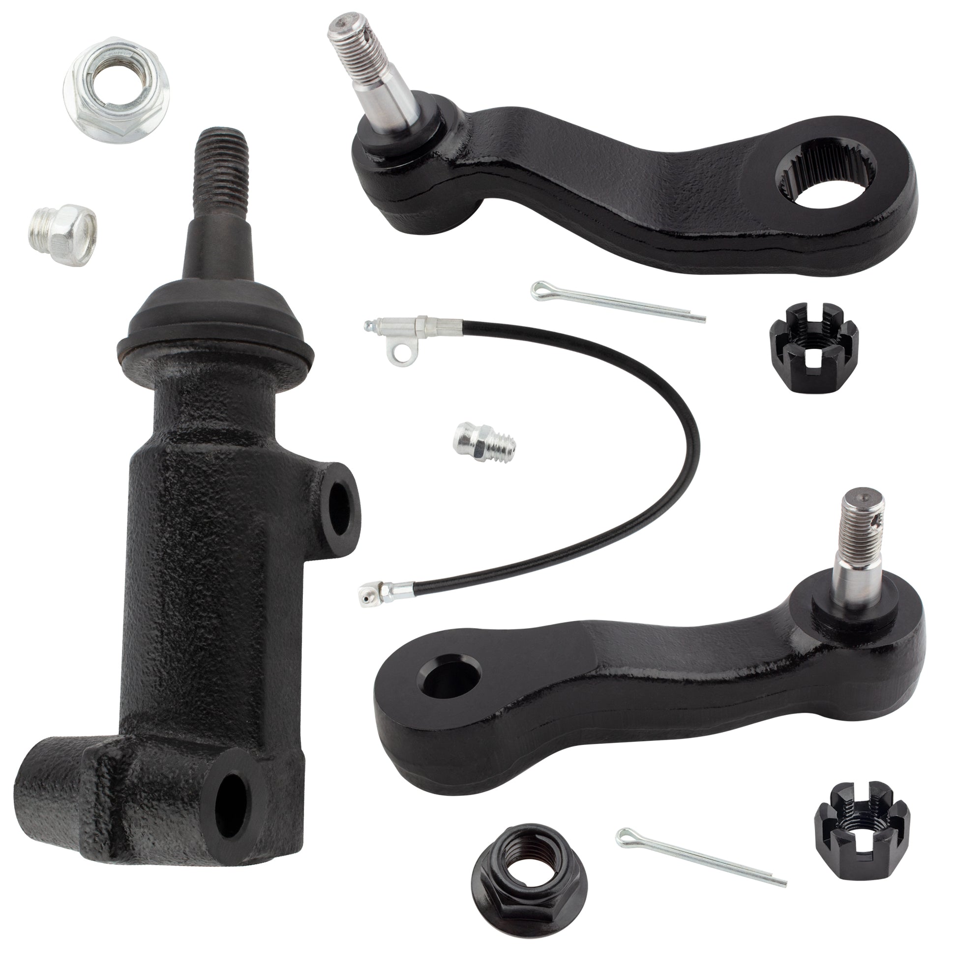 BOXI (Set of 3) Front Idler Arm + 3 Groove Pitman Arm + Idler Bracket Pivot Fit for Chevrolet GMC